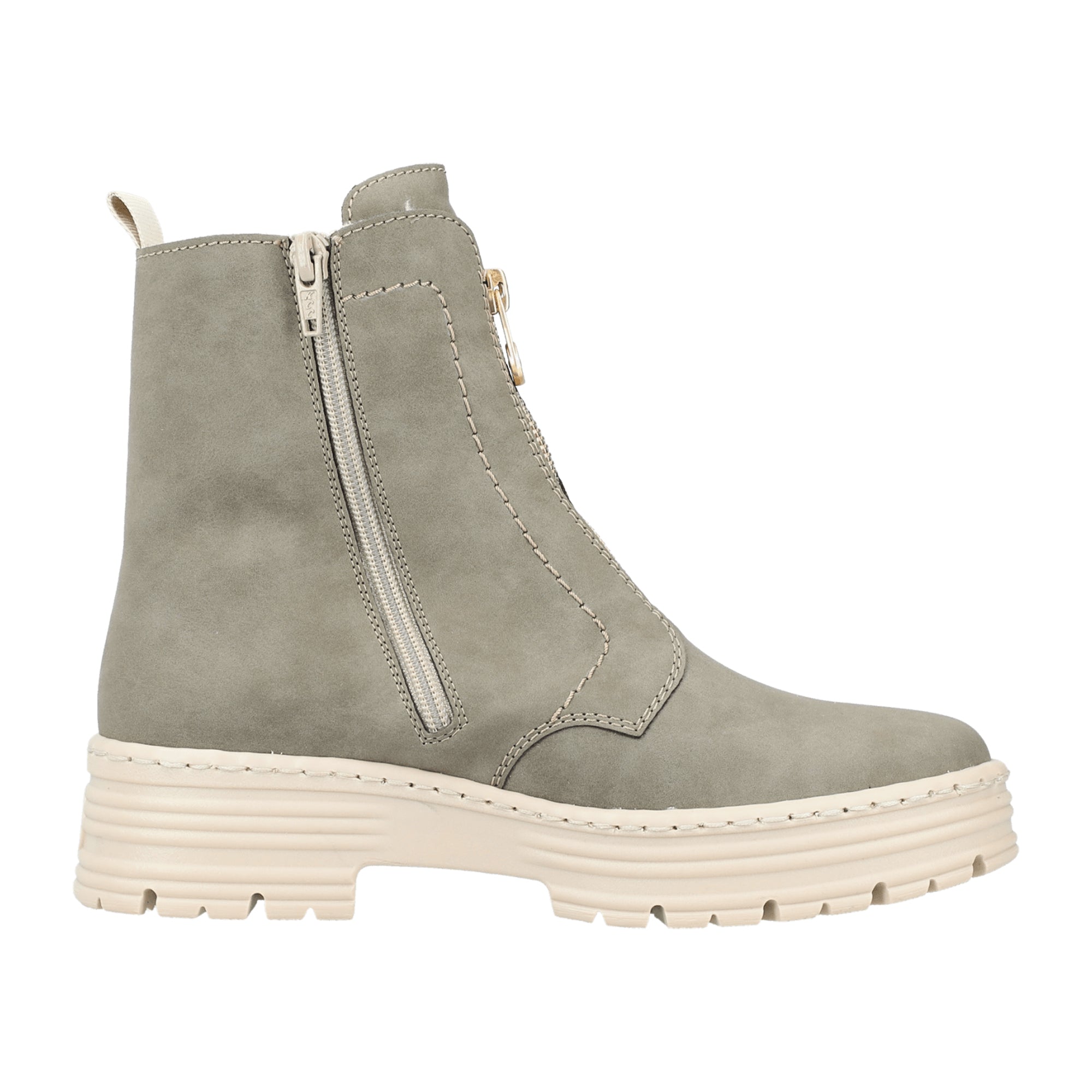 Rieker HWK Women's Olive Boots with Block Heel and Warm Lining