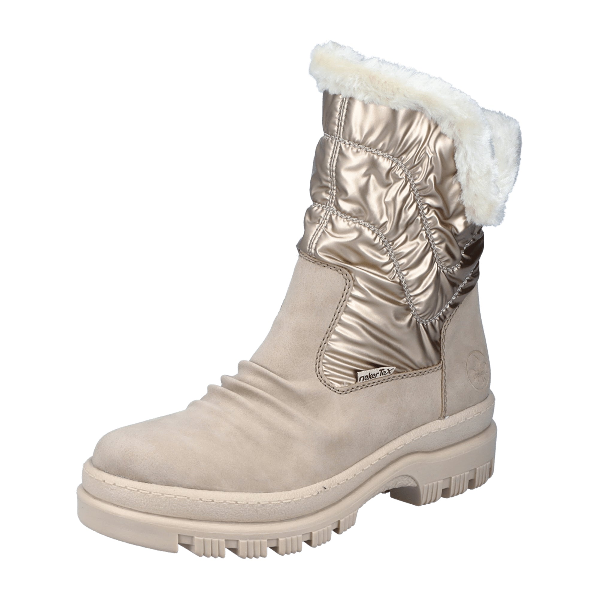 Rieker Beige Women's Boots Warm Lined Synthetic Upper Rubber Sole