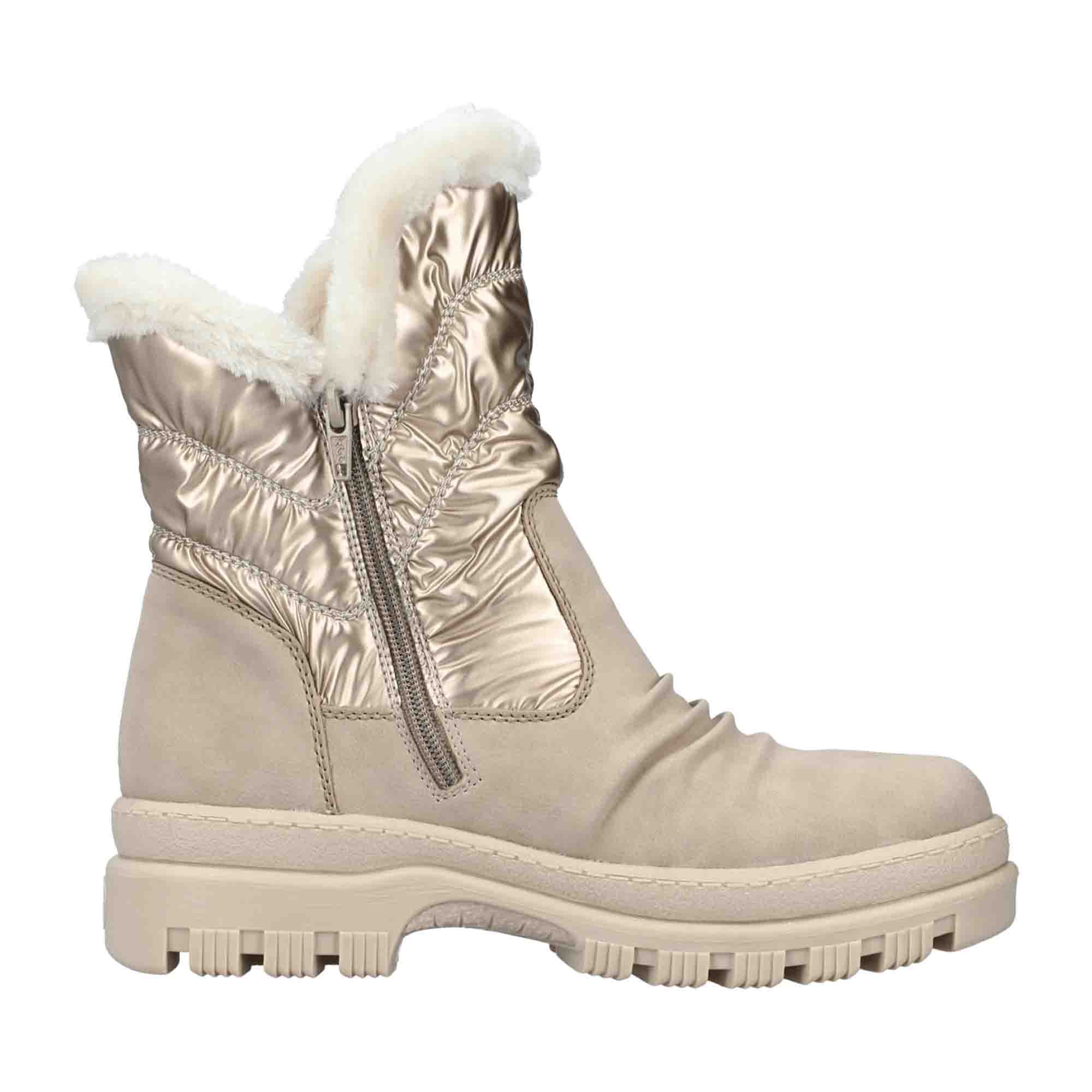 Rieker Beige Women's Boots Warm Lined Synthetic Upper Rubber Sole