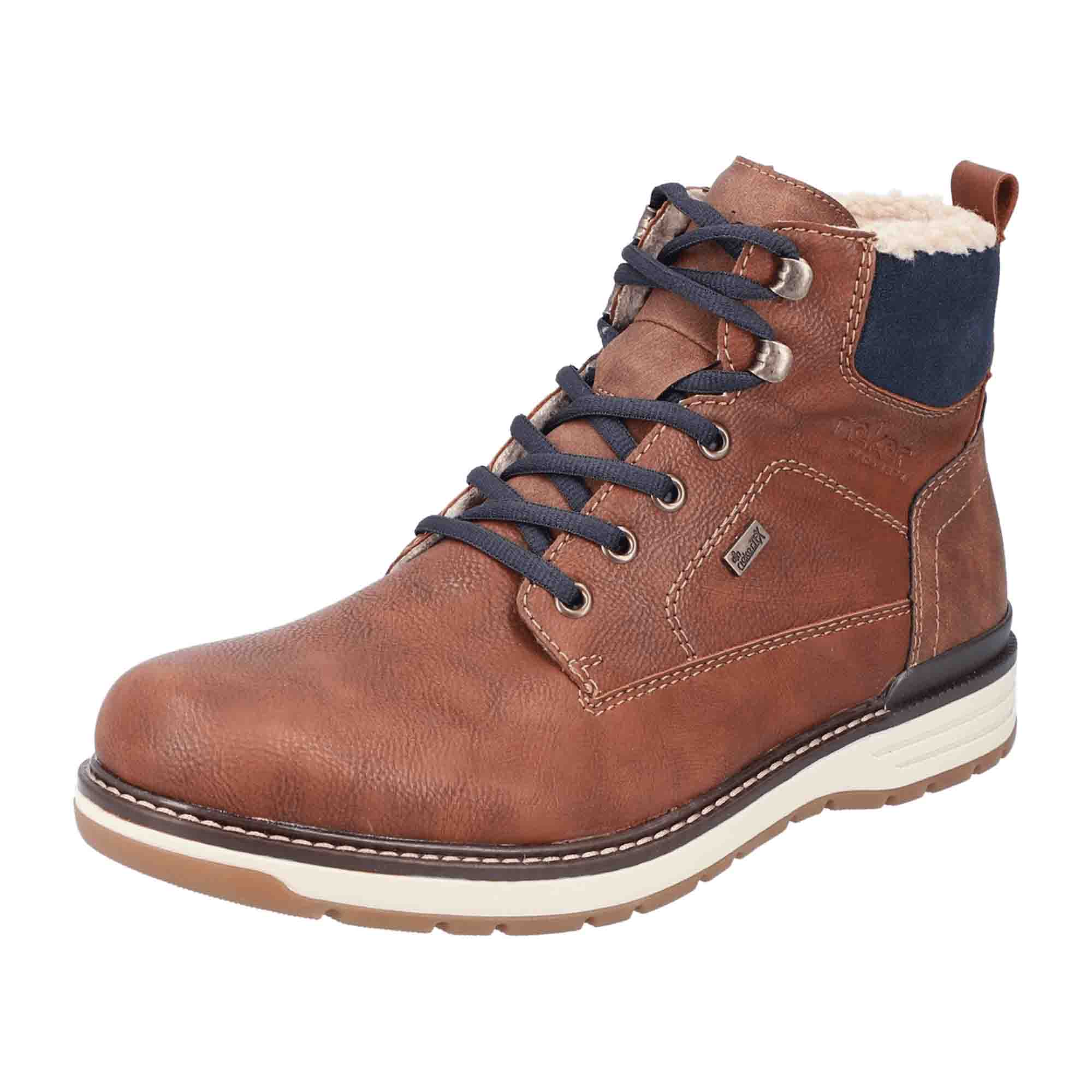 Rieker Brown Men's Boots with Lace-Up Closure for Fall and Winter