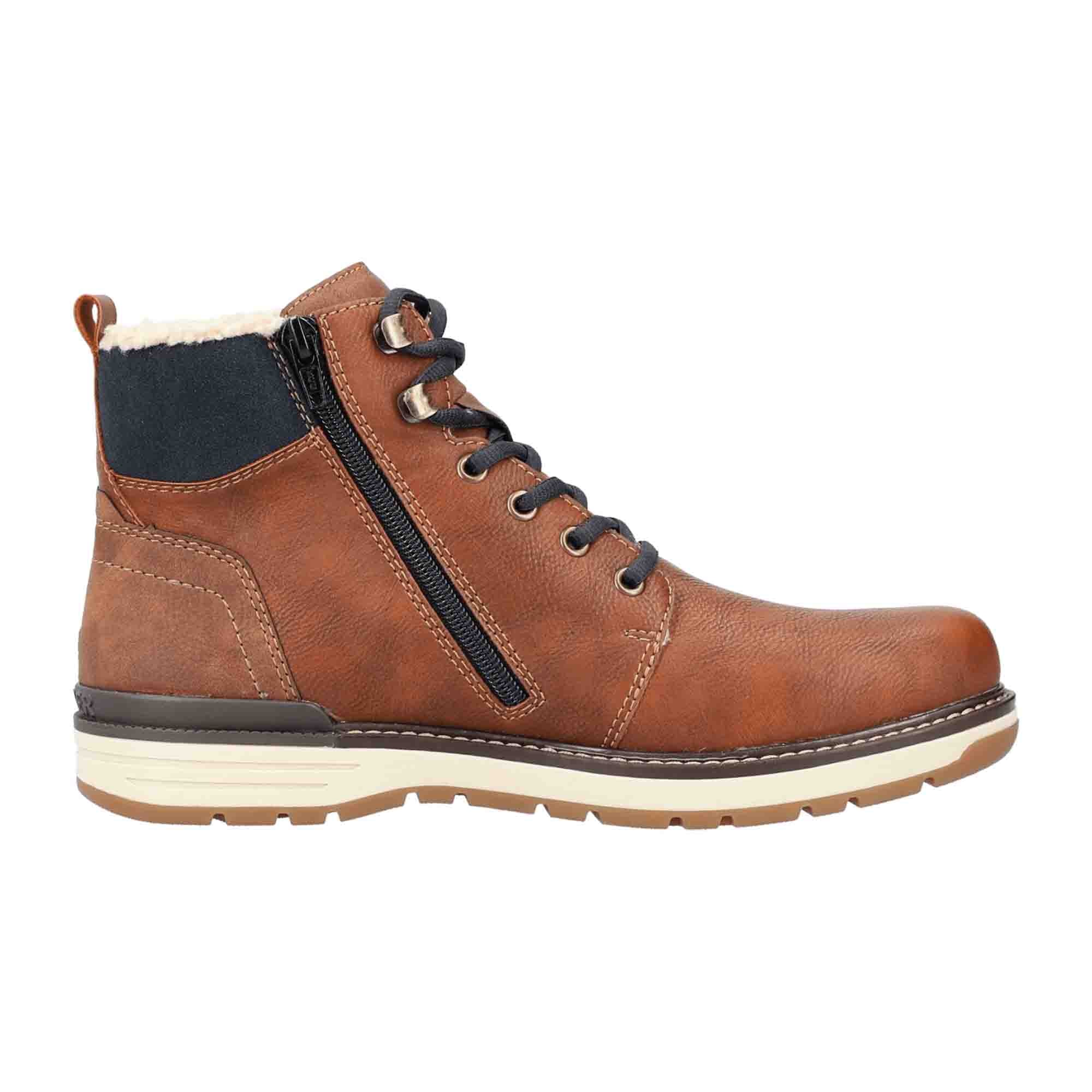 Rieker Brown Men's Boots with Lace-Up Closure for Fall and Winter