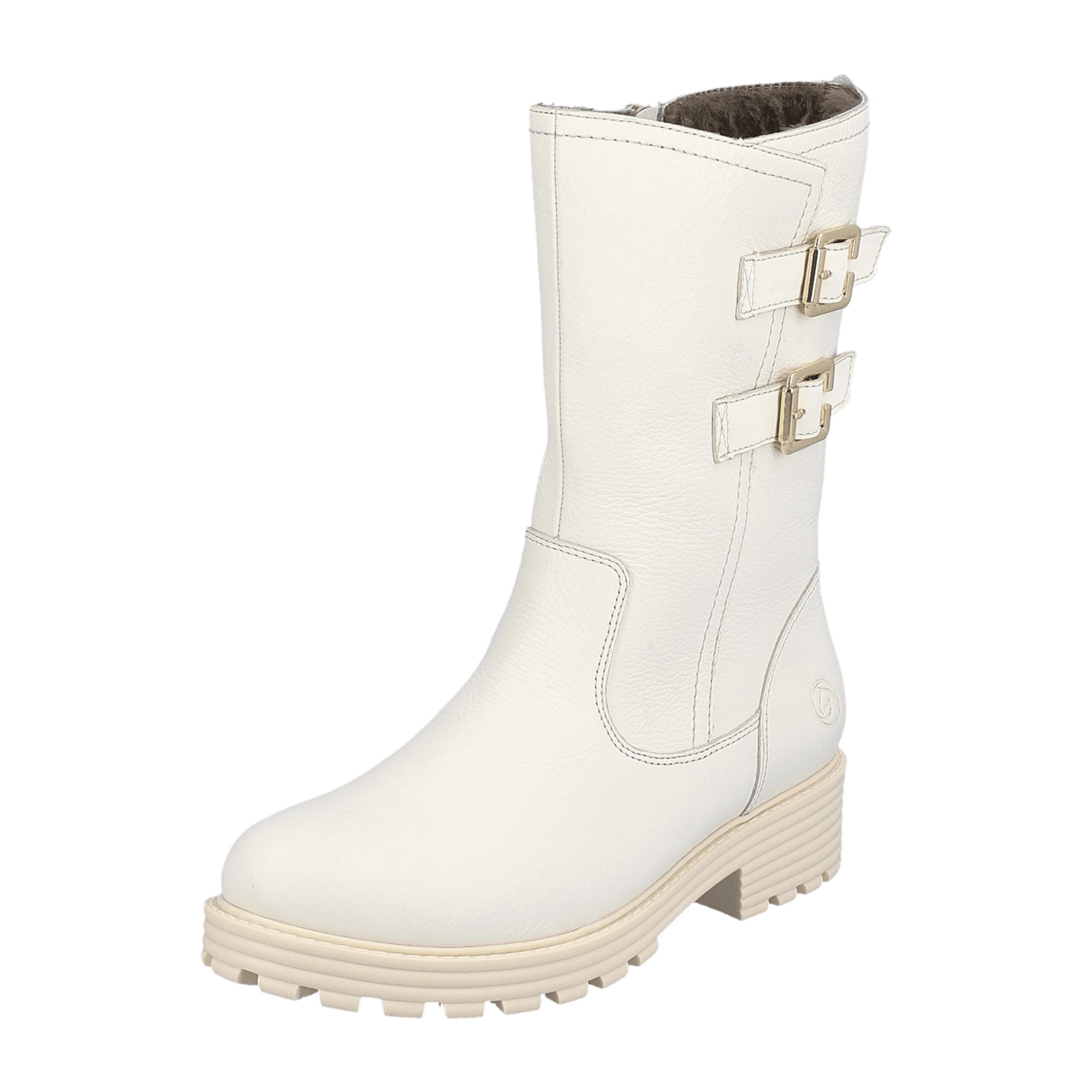 Remonte Women's White Ankle Boots Leather Winter Shoes 4.5 cm Heel