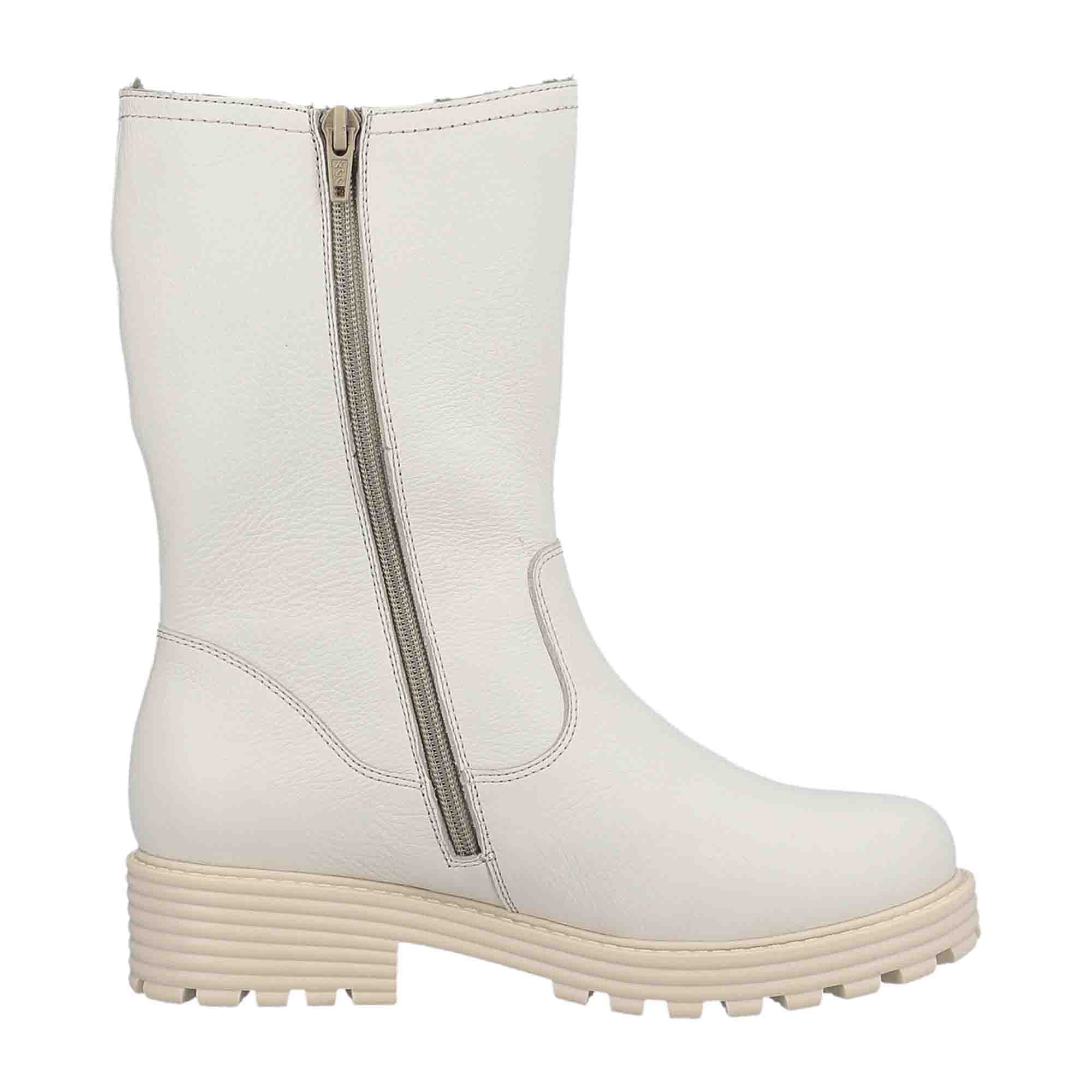 Remonte Women's White Ankle Boots Leather Winter Shoes 4.5 cm Heel