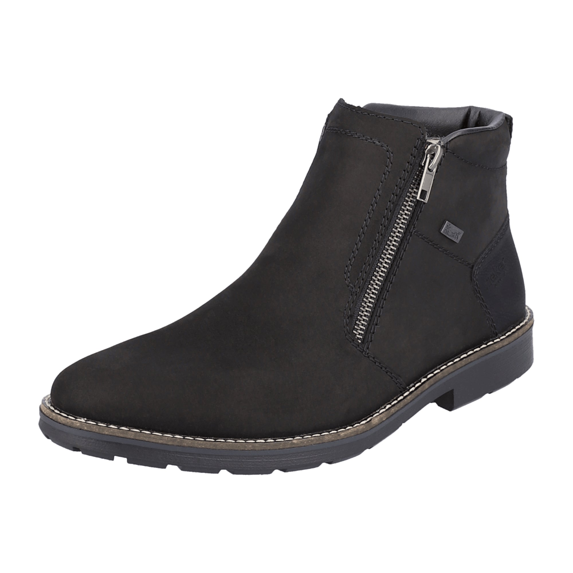 Rieker HWK Men's Black Boots with Warm Lining and Zip Closure