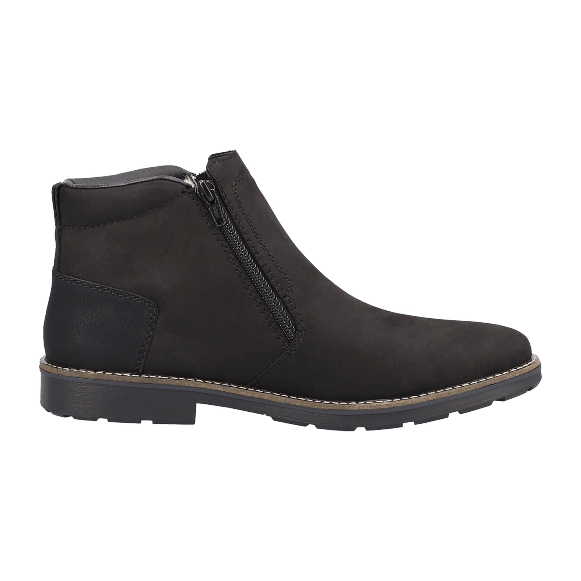 Rieker HWK Men's Black Boots with Warm Lining and Zip Closure