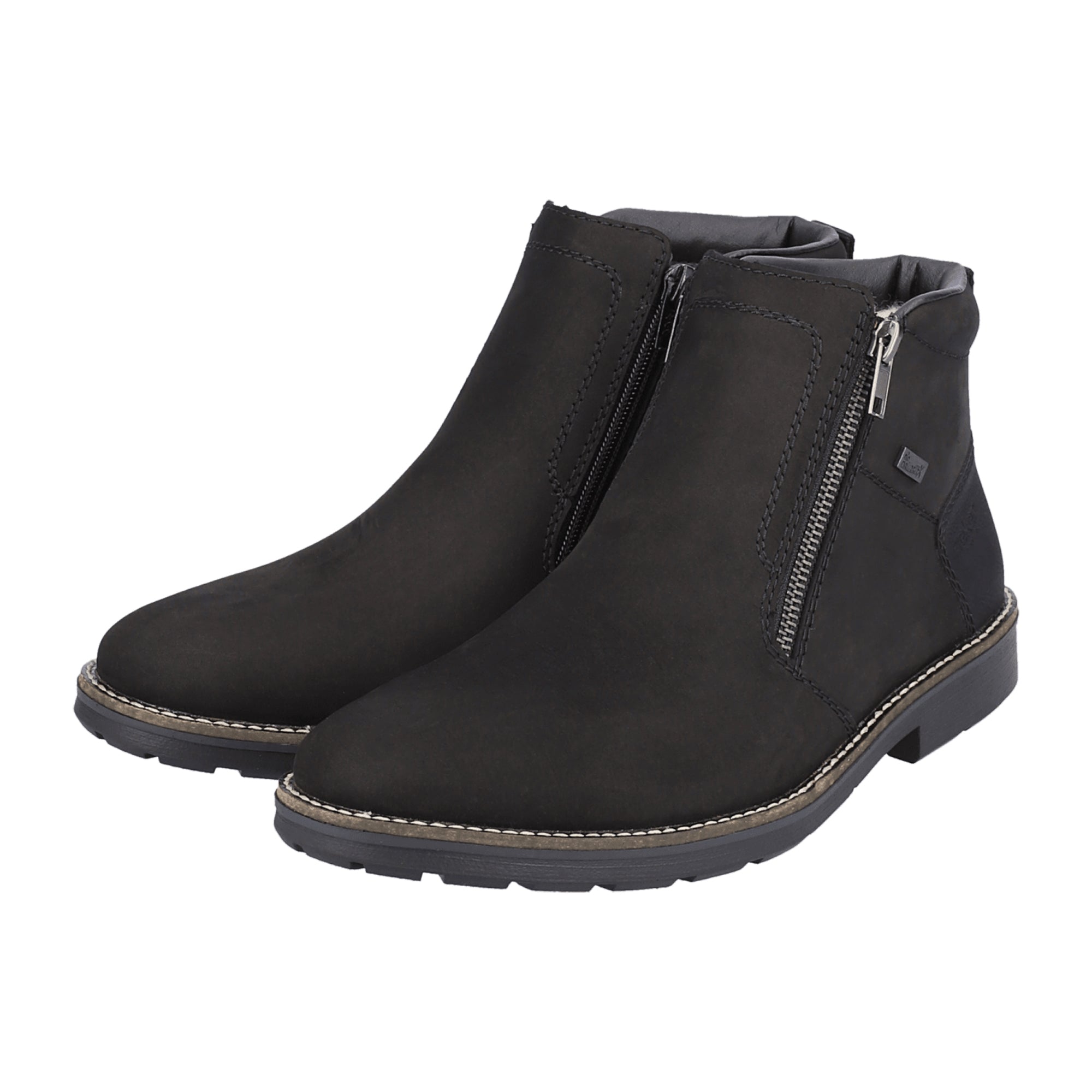 Rieker HWK Men's Black Boots with Warm Lining and Zip Closure