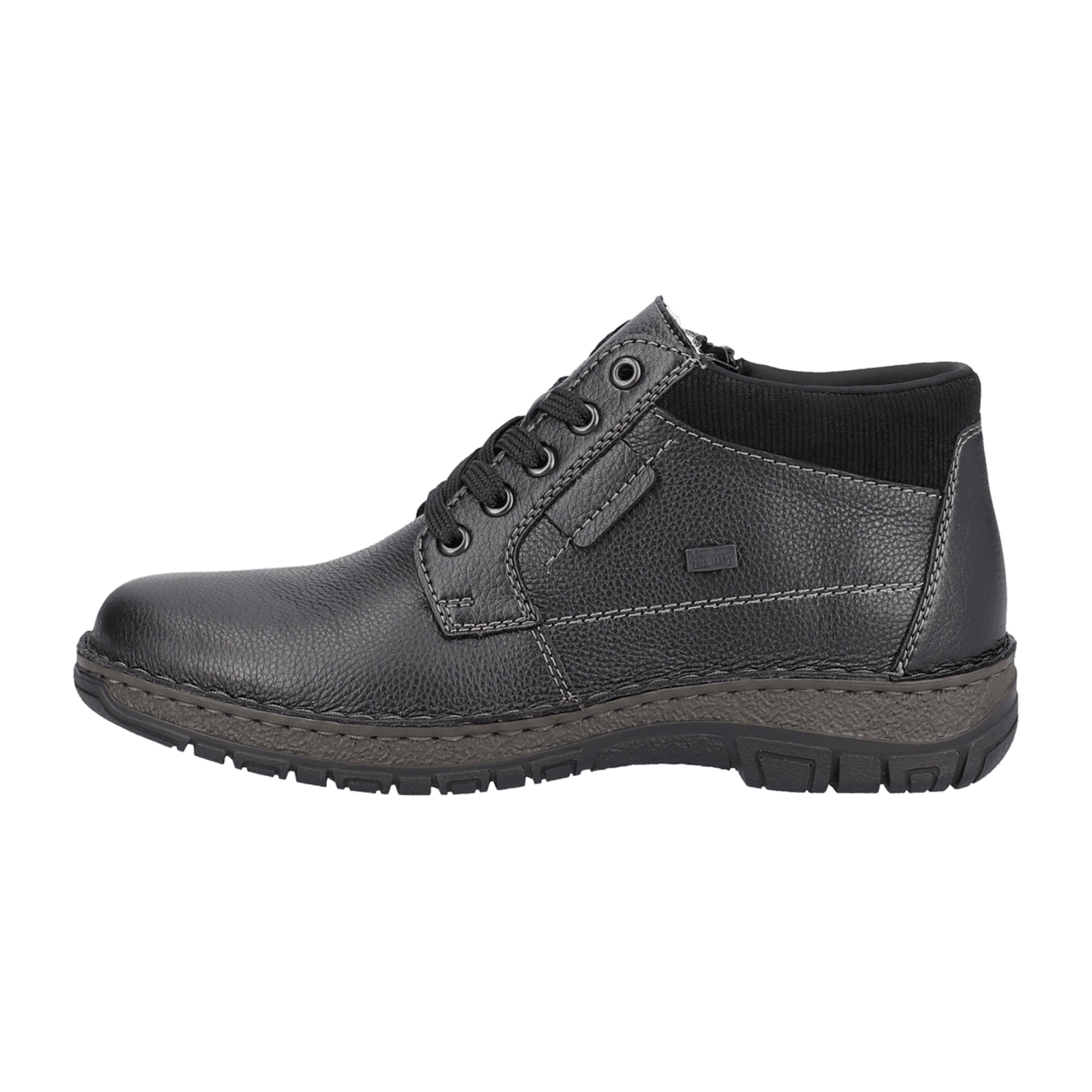 Rieker Men's Black Leather Shoes with Warm Wool Lining and Shock Absorbing Sole