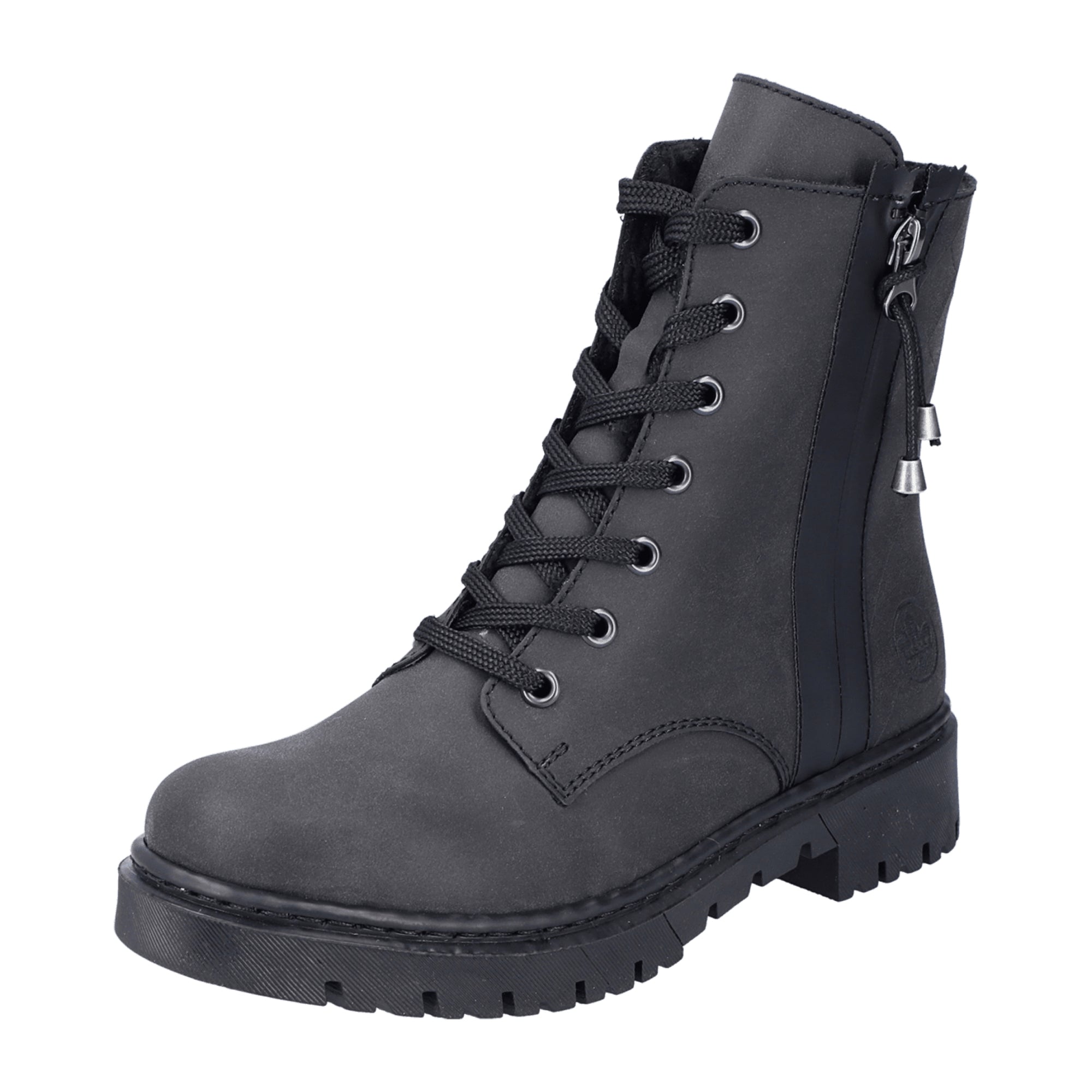 Rieker HWK Women's Black Boots with Block Heel and Warm Lining
