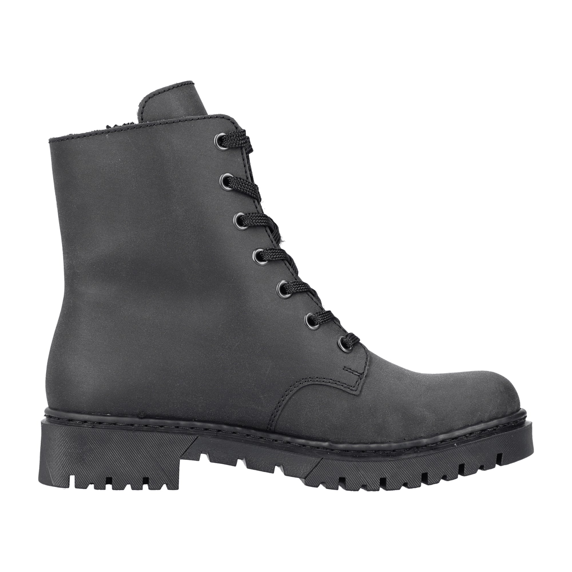 Rieker HWK Women's Black Boots with Block Heel and Warm Lining
