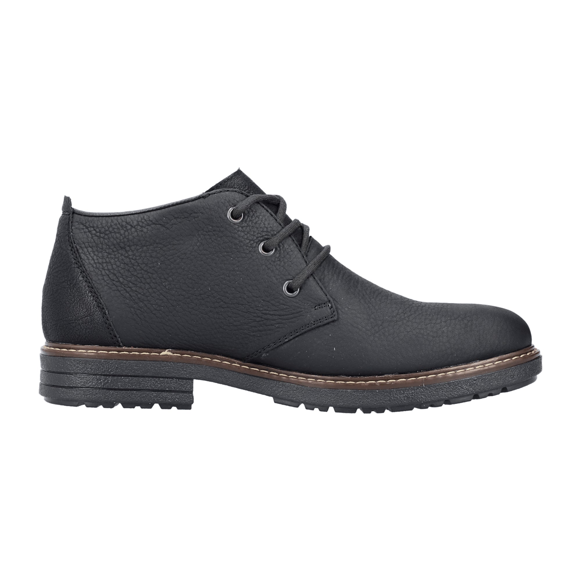 Rieker HWK Men's Black Leather Boots with Lace-Up Closure for Fall/Winter