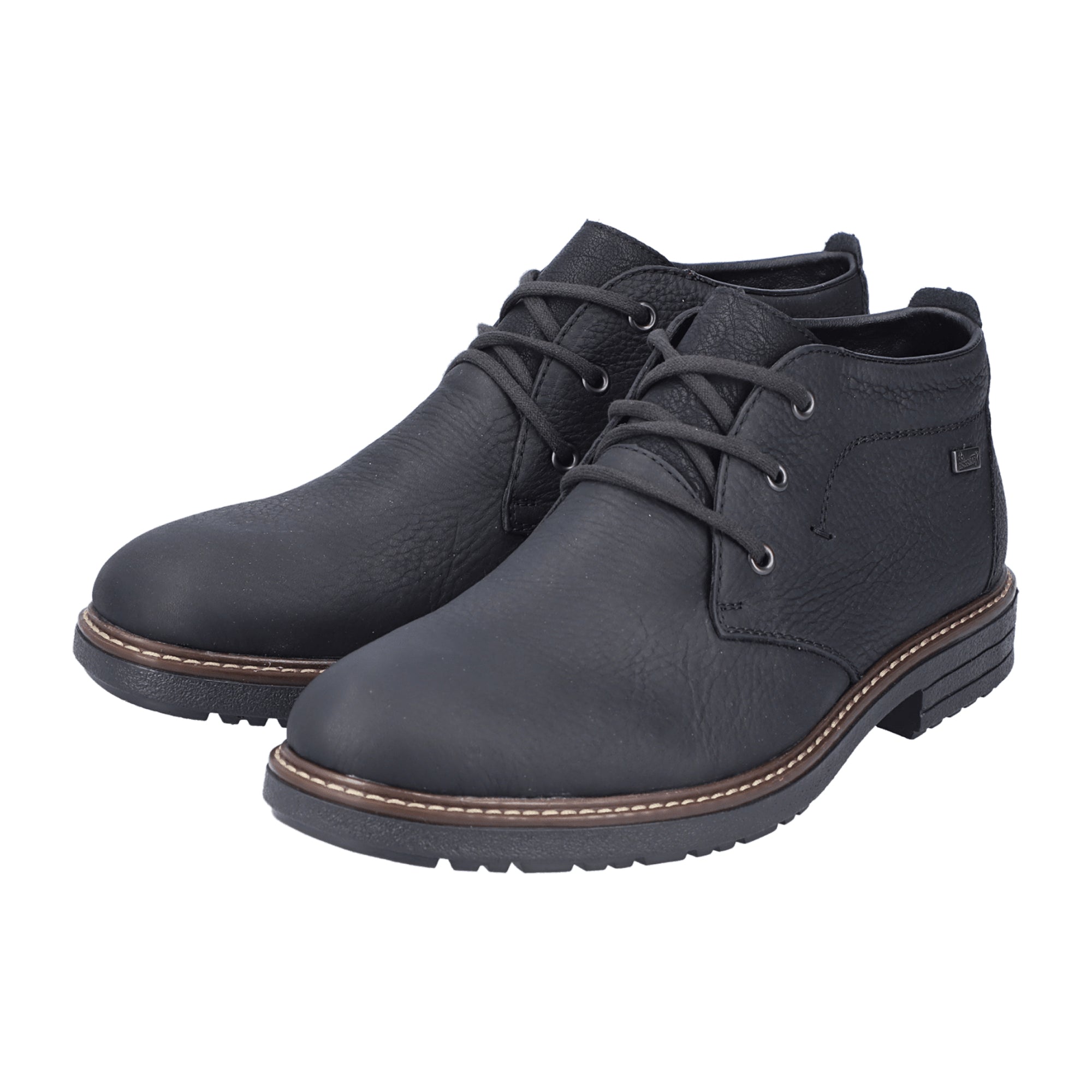 Rieker HWK Men's Black Leather Boots with Lace-Up Closure for Fall/Winter