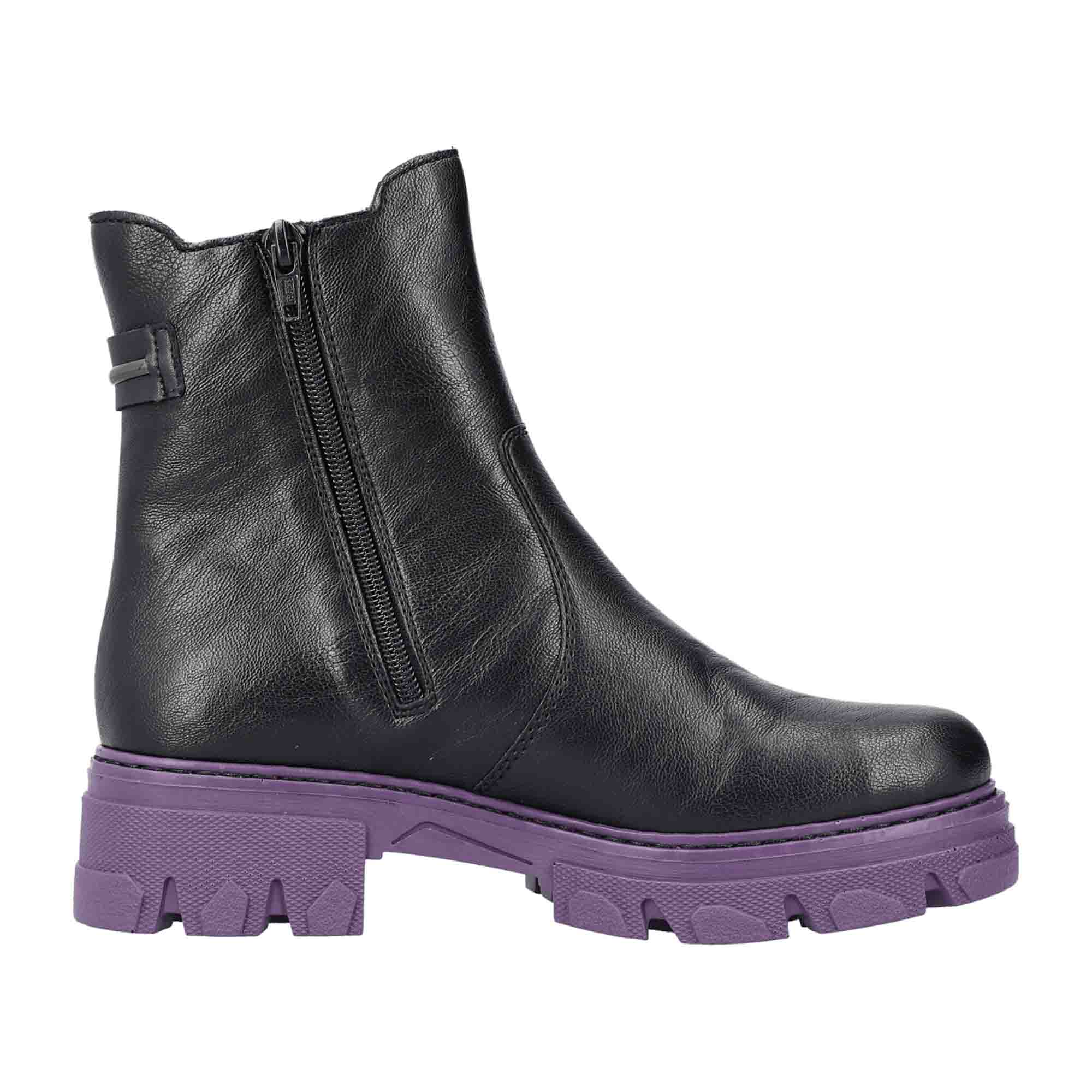 Rieker Women's Black Boots with Block Heel and Round Toe for Fall/Winter