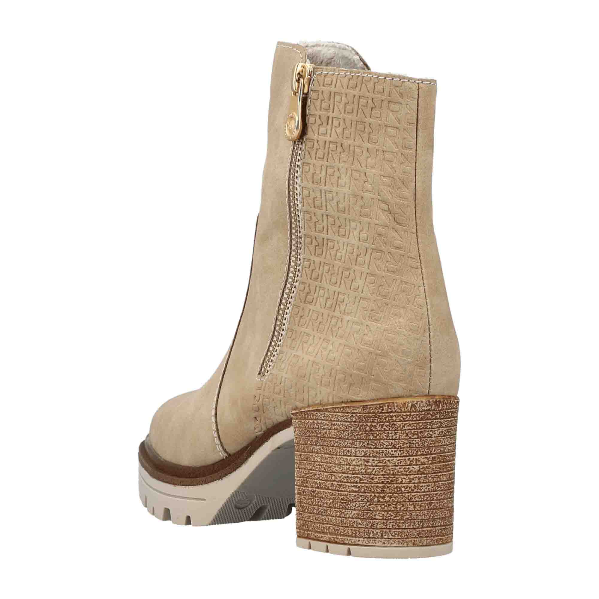 Rieker HWK Beige Women's Boots Faux Leather Textile Lined Winter Shoes