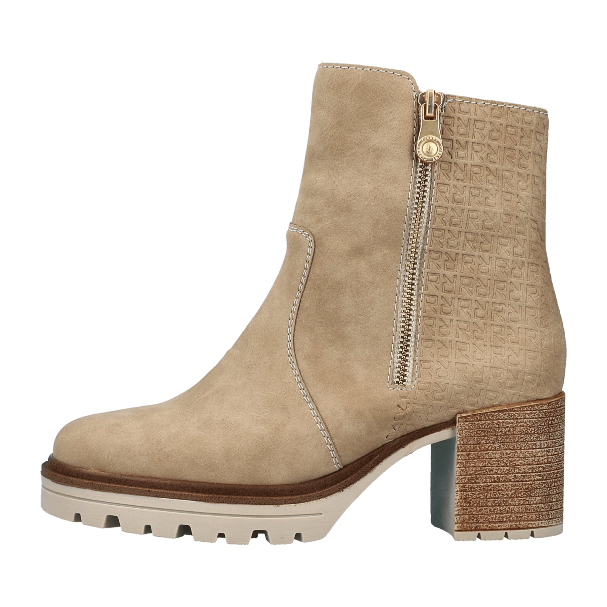 Rieker HWK Beige Women's Boots Faux Leather Textile Lined Winter Shoes