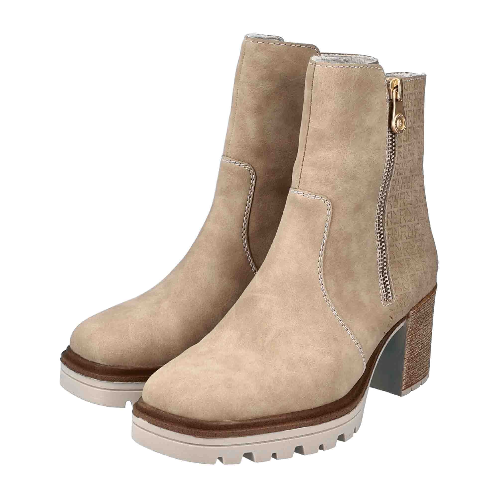 Rieker HWK Beige Women's Boots Faux Leather Textile Lined Winter Shoes