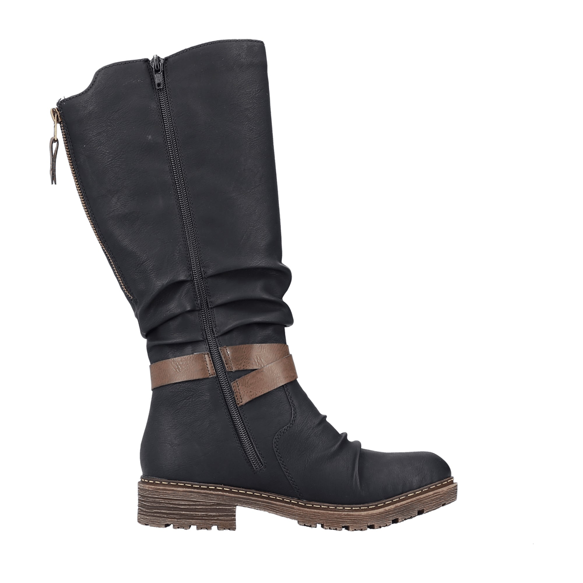 Rieker Women's Black Boots Z4792-00 Faux Leather Winter Shoes