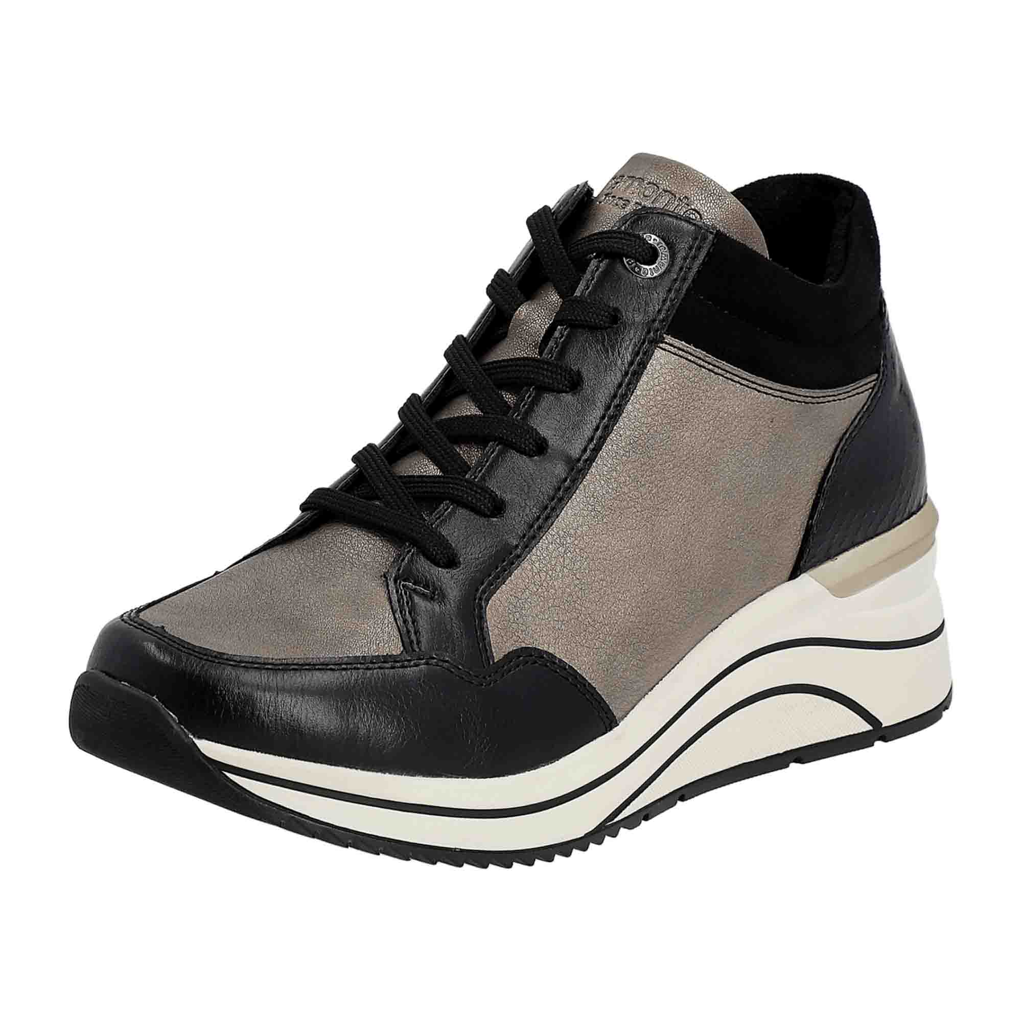 Remonte Women's Black Ankle Boots Leather Wedge Heel Autumn Winter Comfortable