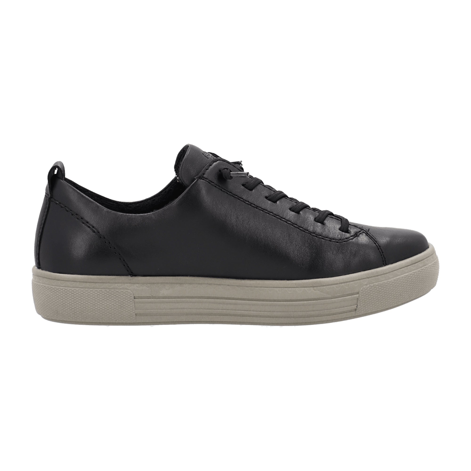 Remonte Women's Black Leather Lace-Up Shoes with Wedge Heel