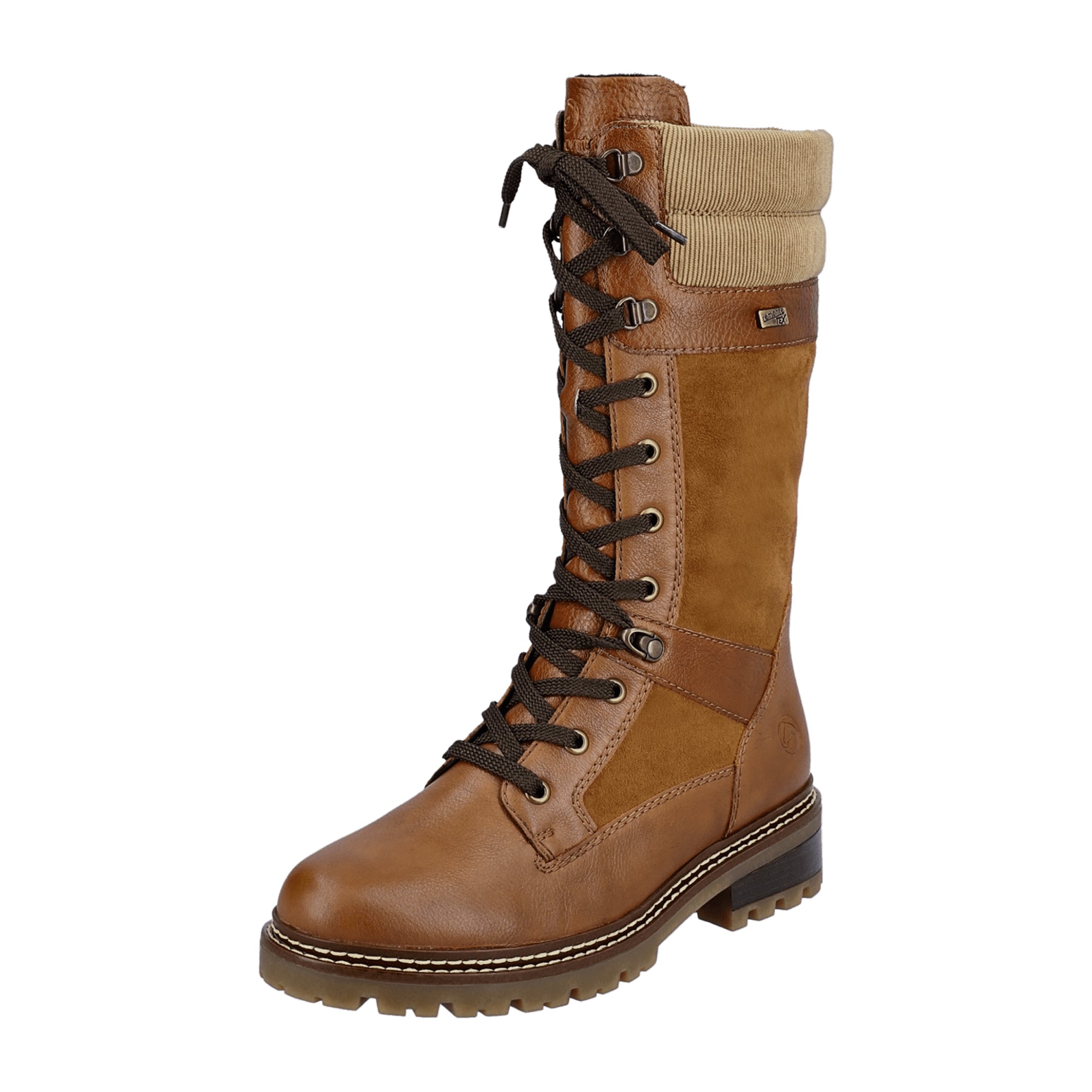Remonte Brown Leather Lace-Up Women's Shoes for Fall Winter 3cm Heel