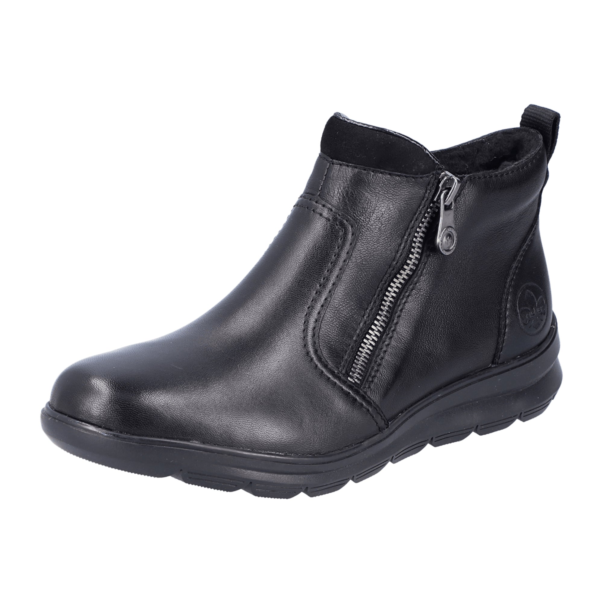 Rieker HWK Women's Black Leather Boots with Warm Lining and Flexible Sole