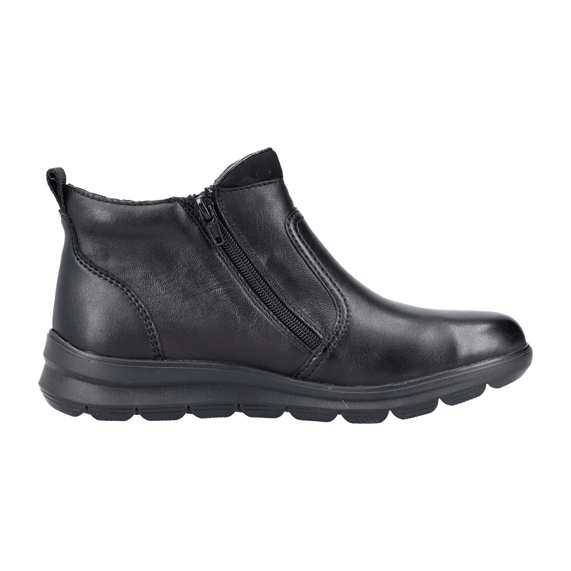 Rieker HWK Women's Black Leather Boots with Warm Lining and Flexible Sole