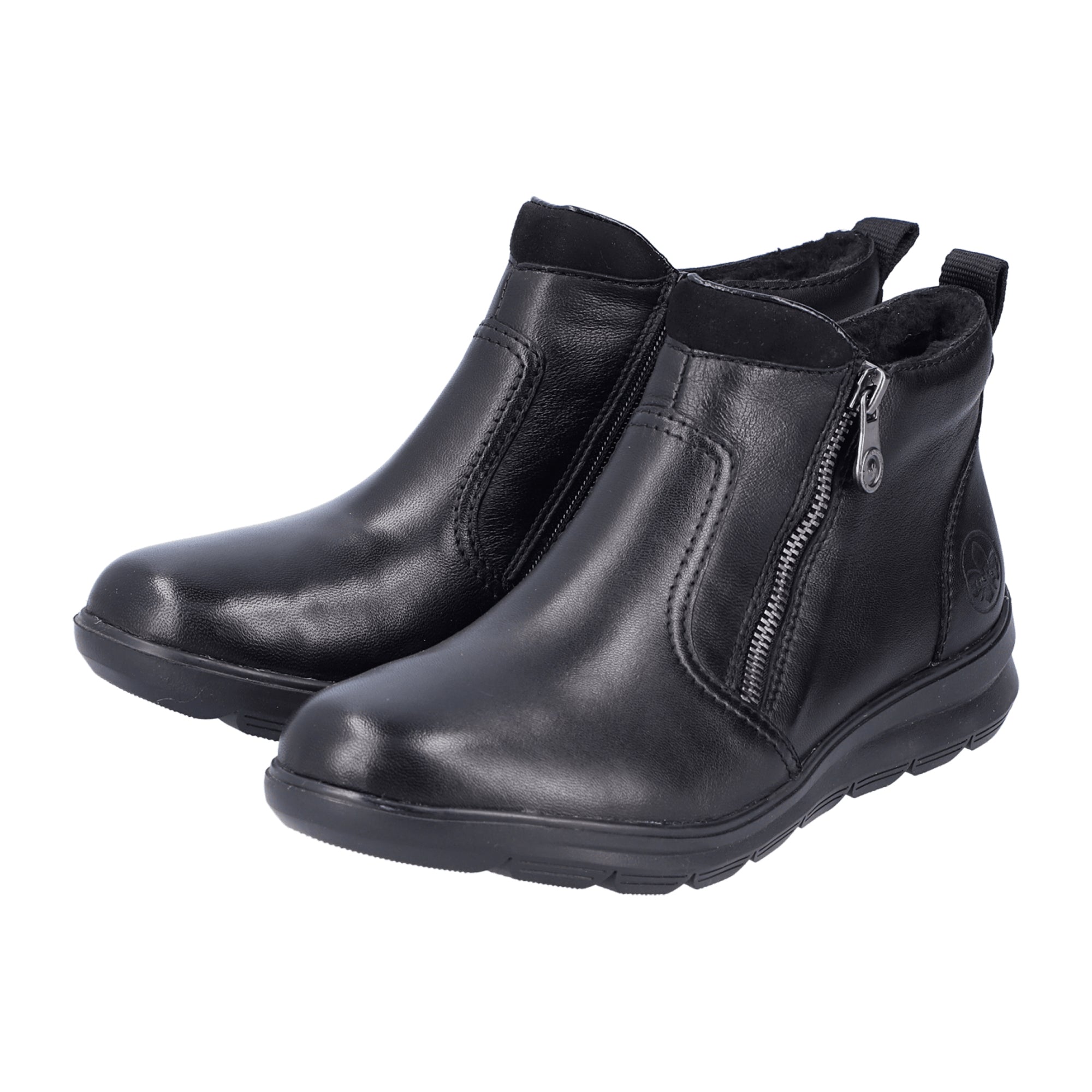 Rieker HWK Women's Black Leather Boots with Warm Lining and Flexible Sole