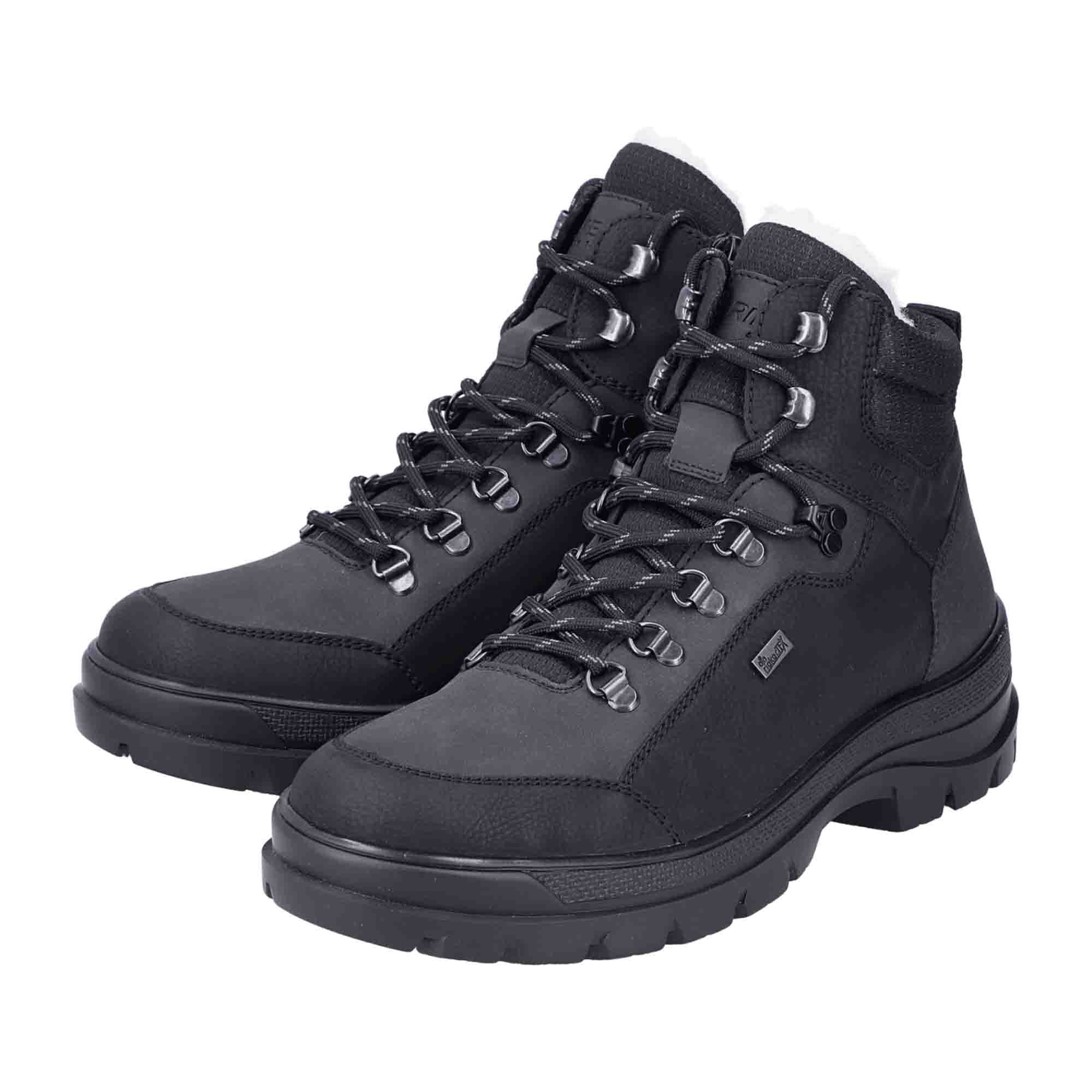Rieker Black Men's Shoes F5410-00 Synthetic Leather Lace-Up Autumn Winter