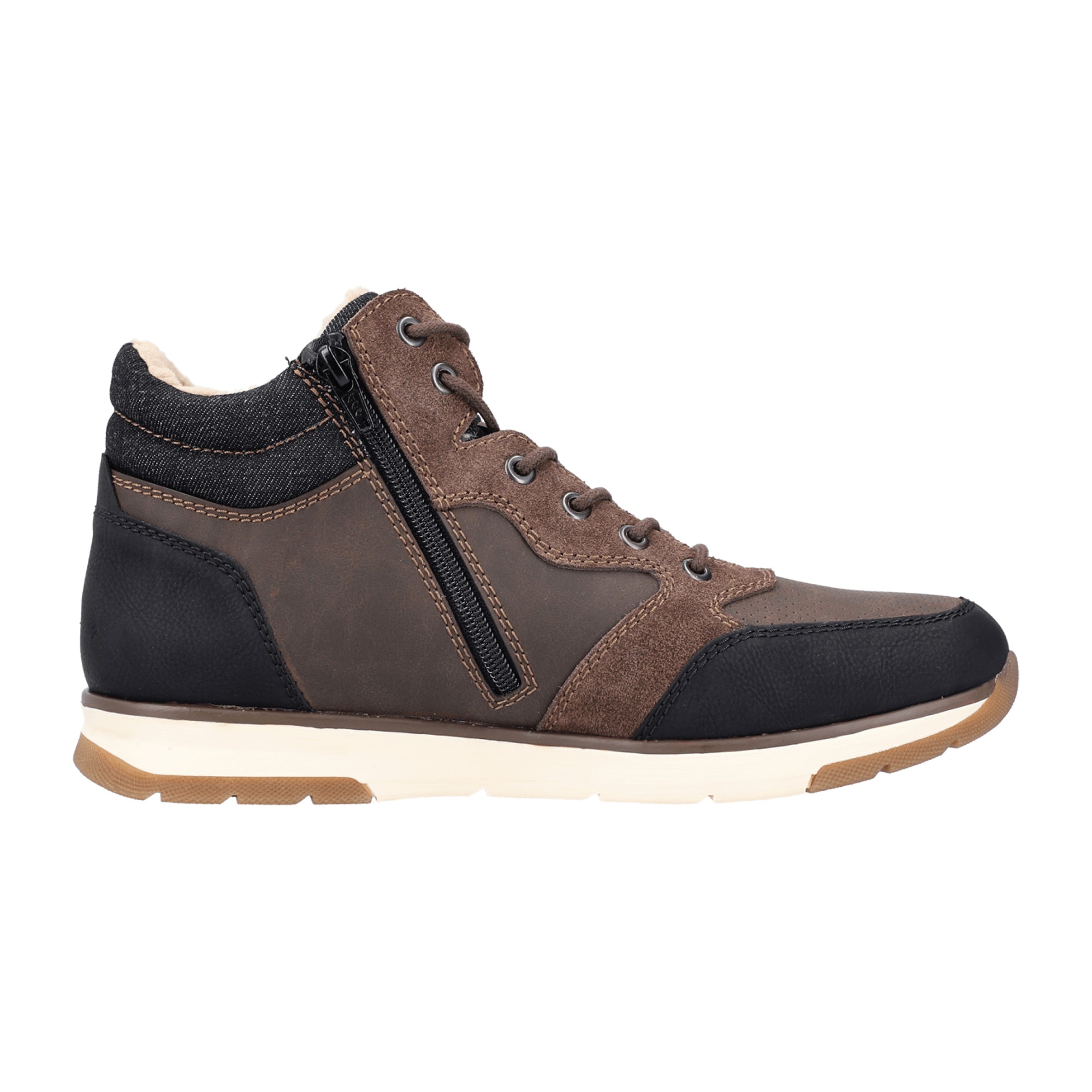 Rieker B2044 Men's Brown Synthetic Leather Lace-Up Shoes for Fall/Winter