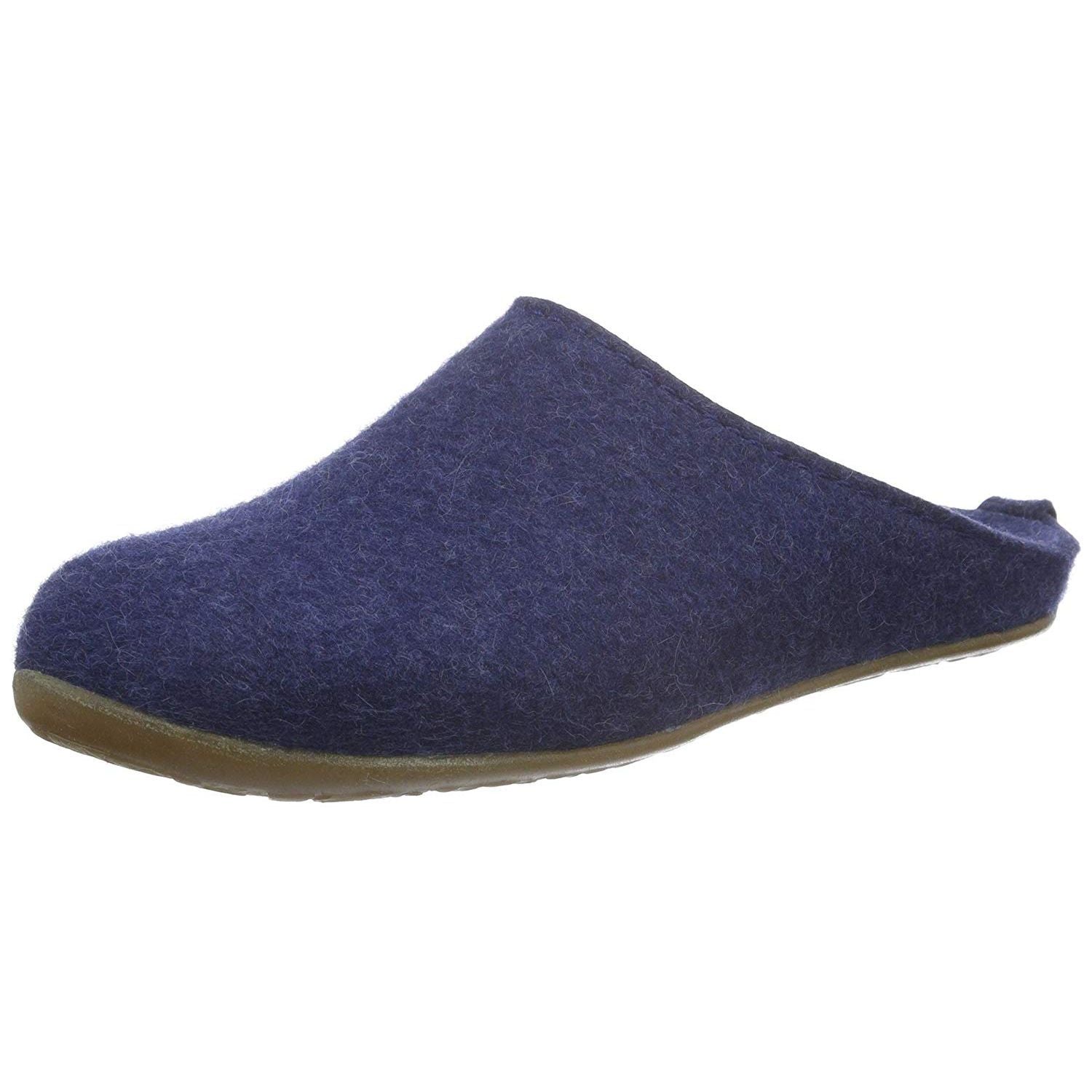 Haflinger Everest Fundus Slippers Clogs Mules Wool Felt Scuffs Slip House Blue - Bartel-Shop