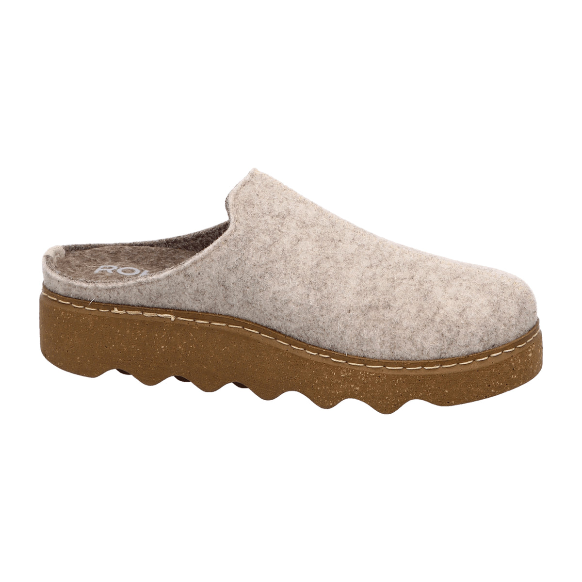 Rohde Women's Beige Soft Felt Slippers for Fall Winter Flat Heel Slip-On