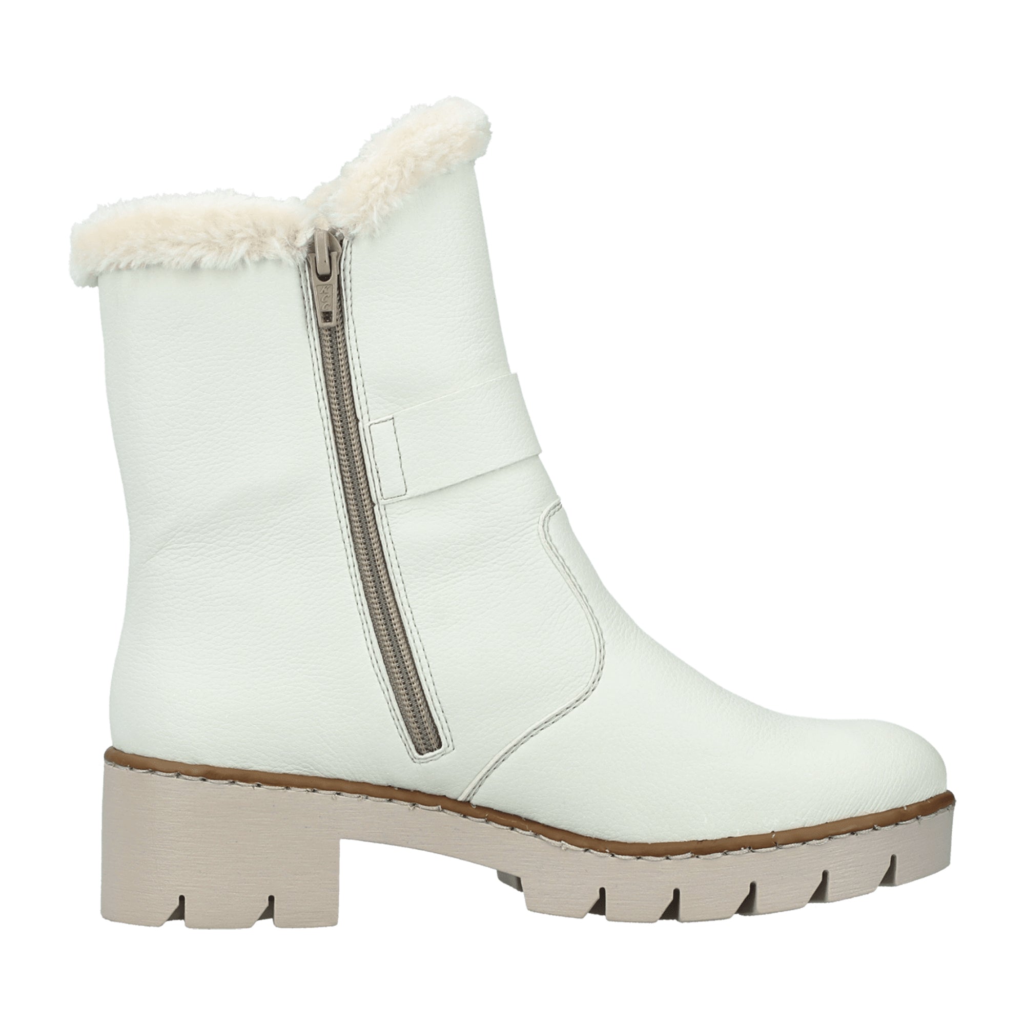 Rieker X5774-80 Women's White Faux Leather Shoes for Fall Winter