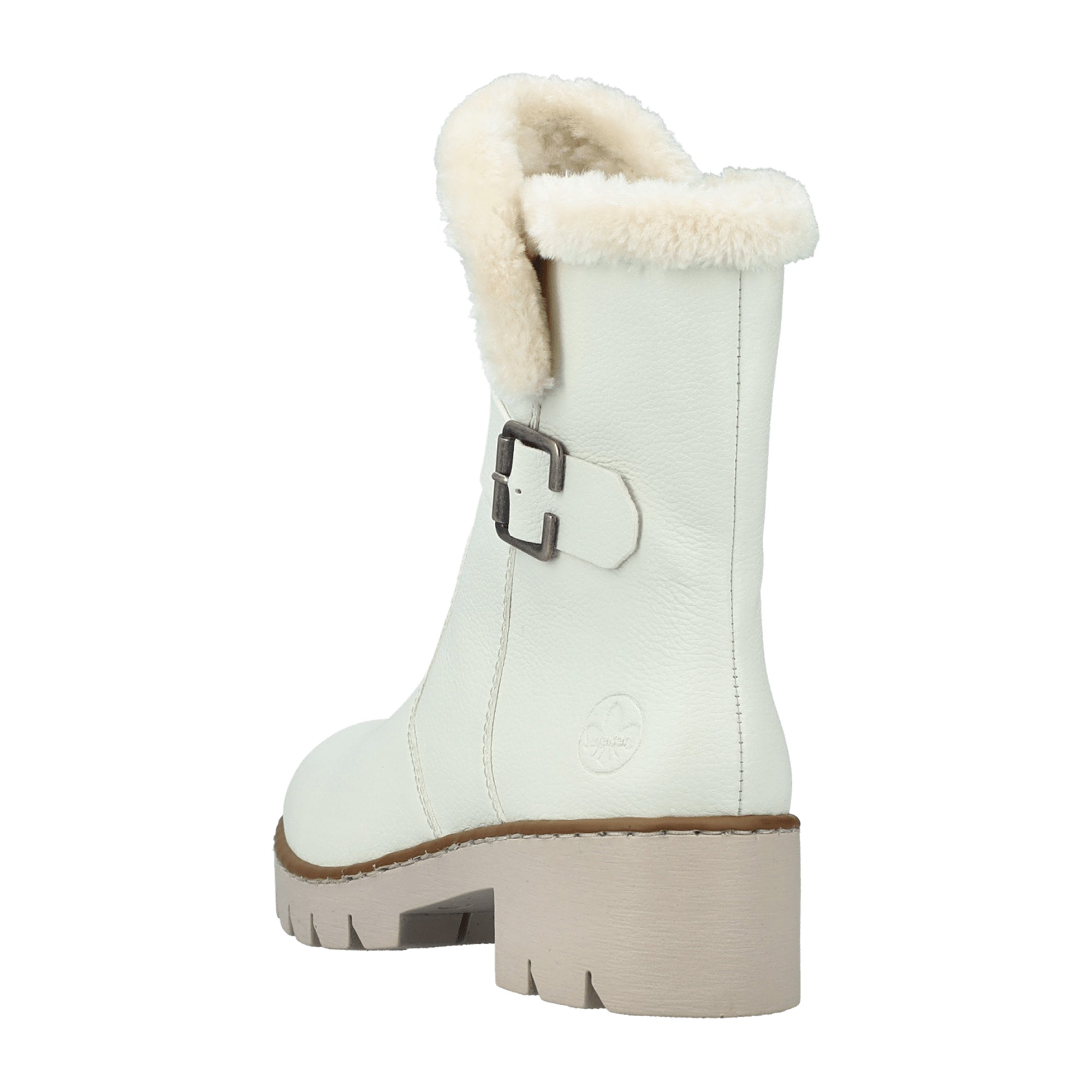 Rieker X5774-80 Women's White Faux Leather Shoes for Fall Winter