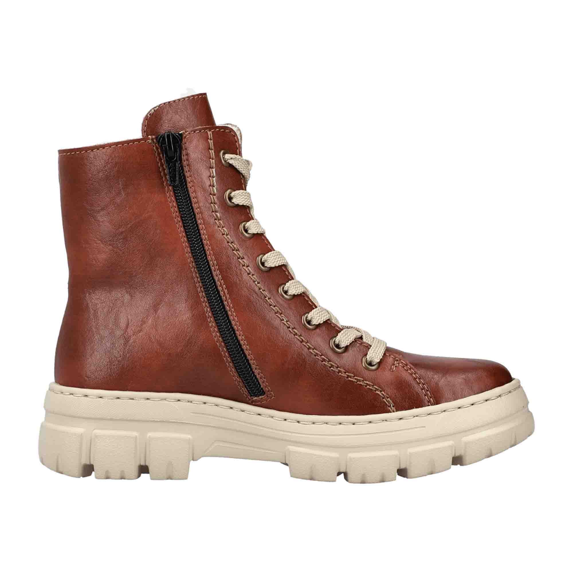 Rieker HWK Women's Brown Boots with Zipper and Laces for Fall/Winter