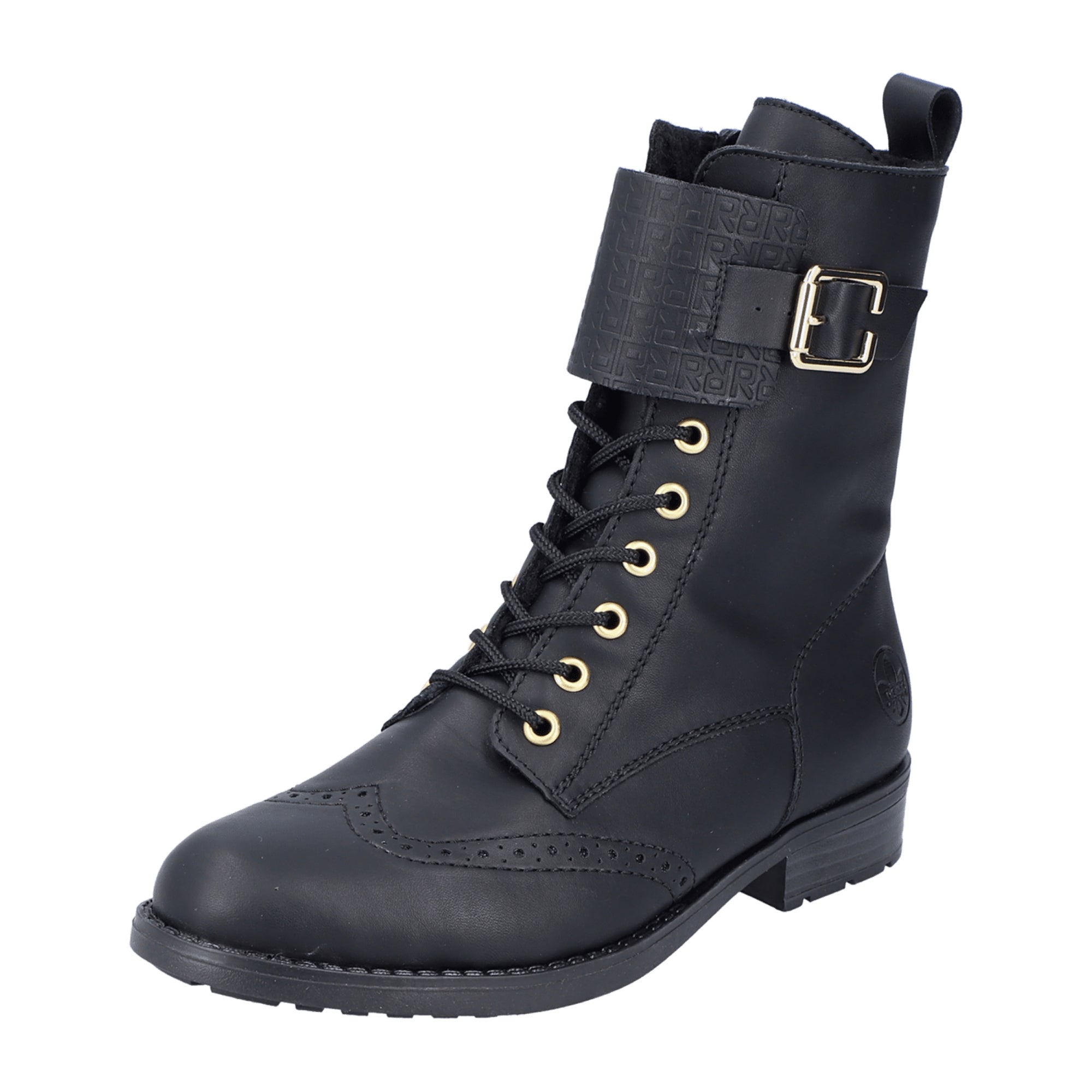 Rieker Black Women's Boots with Block Heel and Zip Lace Closure