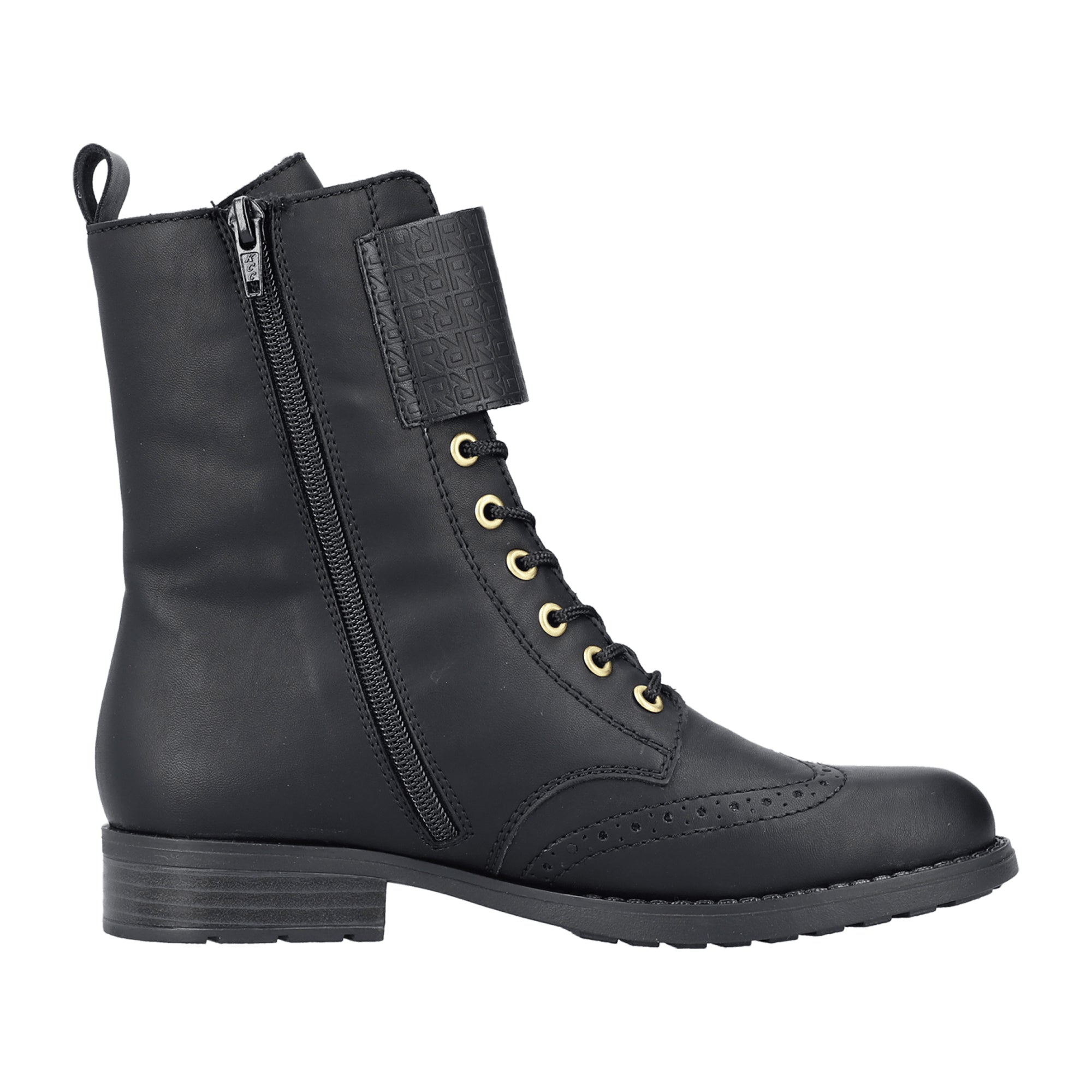Rieker Black Women's Boots with Block Heel and Zip Lace Closure