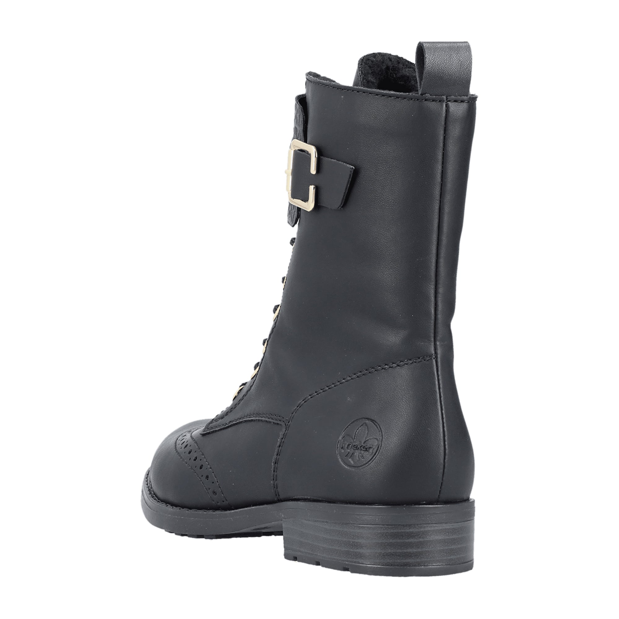 Rieker Black Women's Boots with Block Heel and Zip Lace Closure