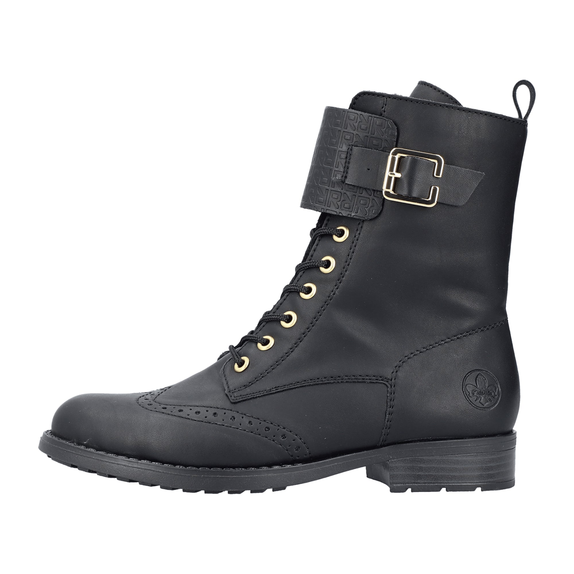 Rieker Black Women's Boots with Block Heel and Zip Lace Closure
