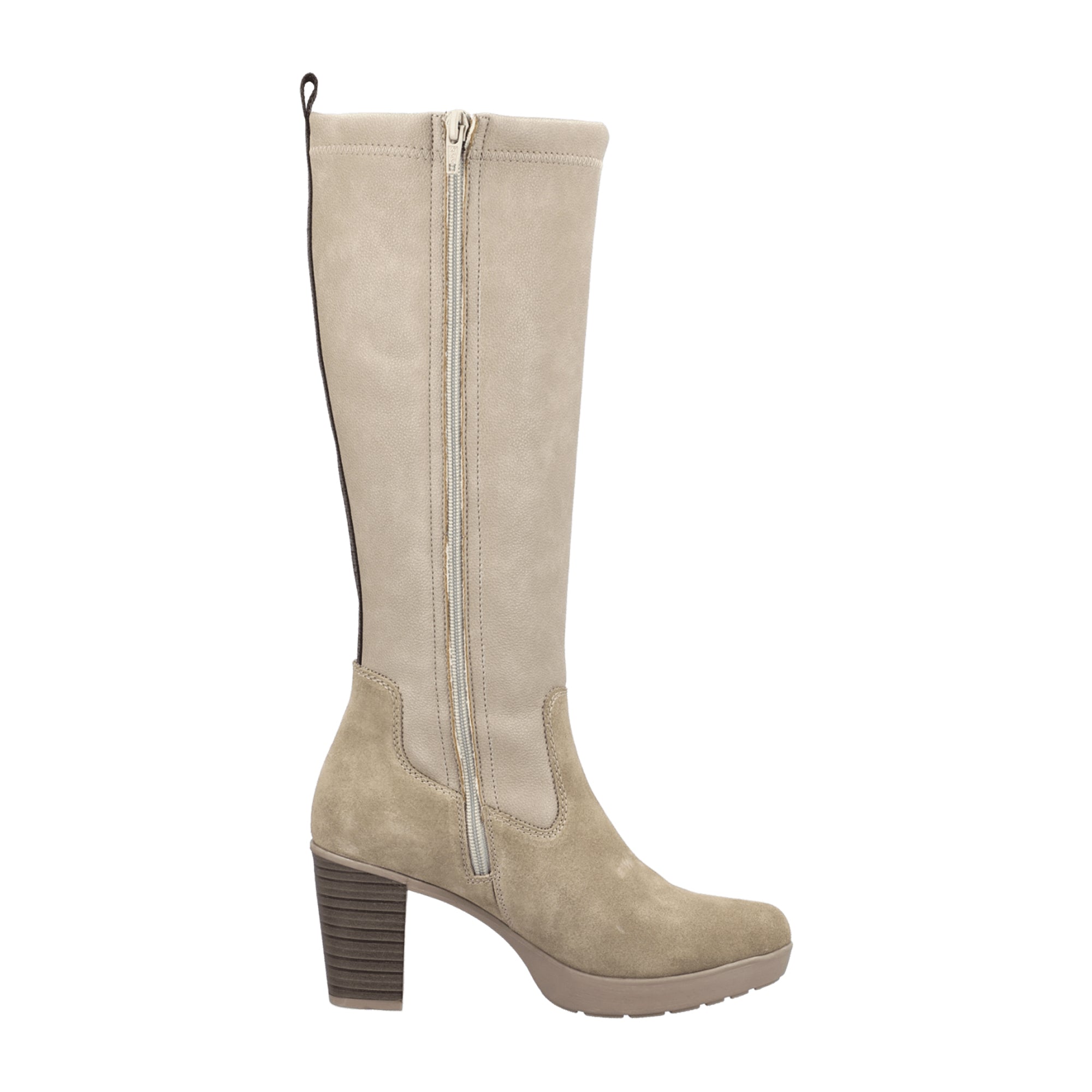 Rieker Y2255 Women's Beige Ankle Boots with Zip Closure and Removable Insole