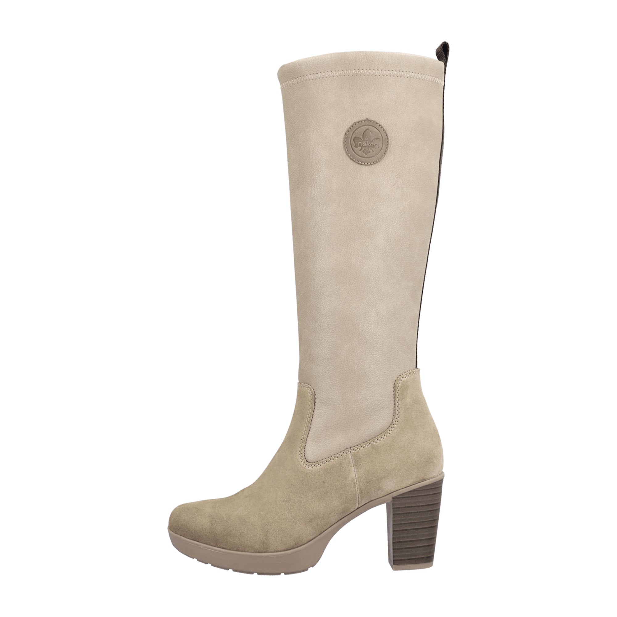 Rieker Y2255 Women's Beige Ankle Boots with Zip Closure and Removable Insole