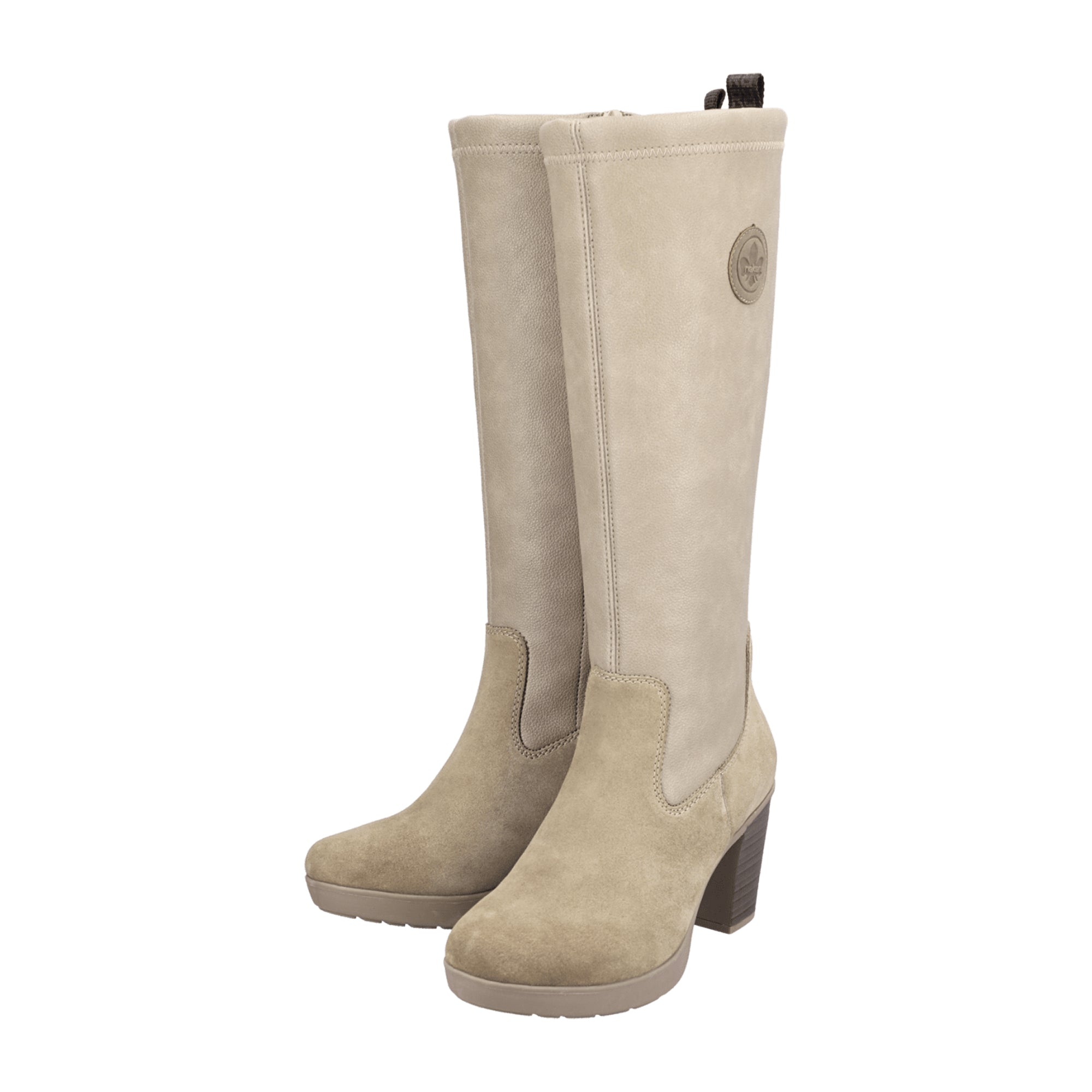 Rieker Y2255 Women's Beige Ankle Boots with Zip Closure and Removable Insole