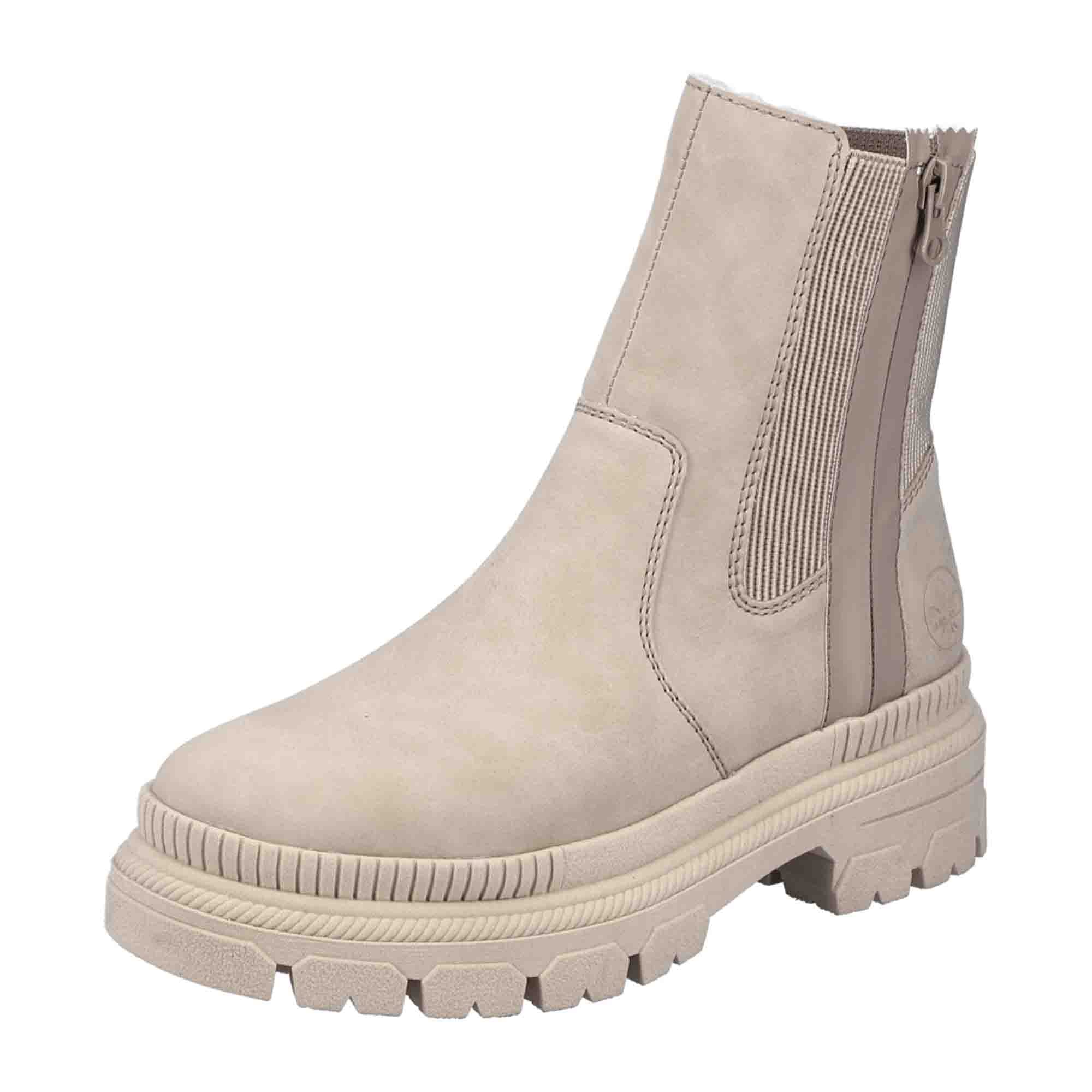 Rieker Beige Women's Boots Y9373-62 Block Heel Warm Lined Fall Winter