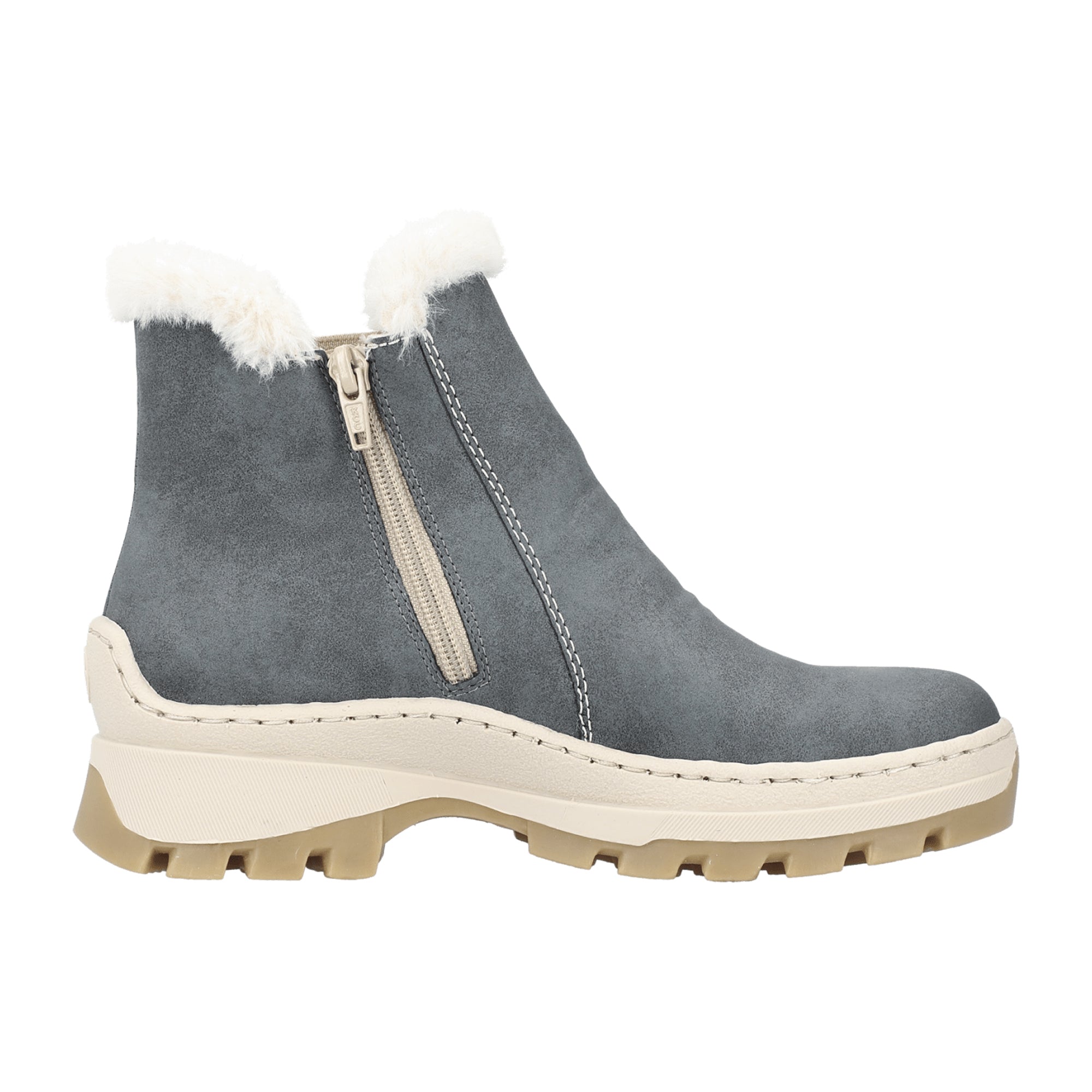 Rieker Blue Women's Boots Short Shaft Warm Lined Synthetic Leather Round Toe