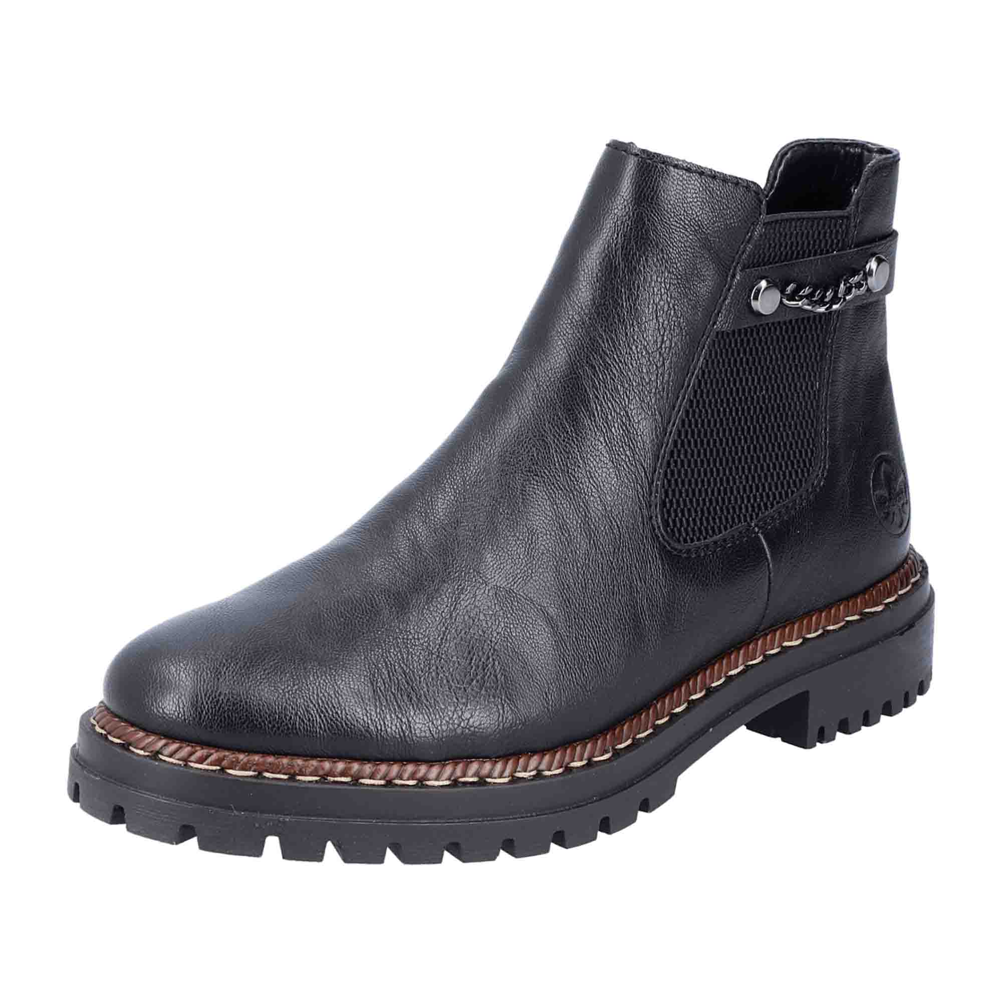 Rieker HWK Women's Black Boots Slip-On Synthetic Leather Winter Shoes