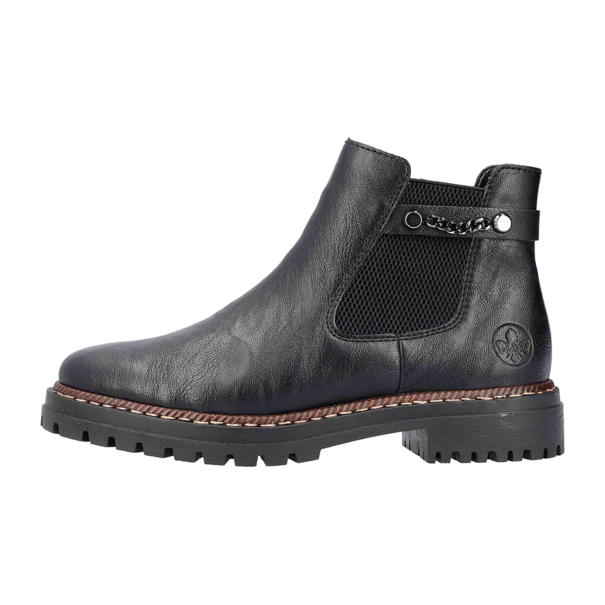 Rieker HWK Women's Black Boots Slip-On Synthetic Leather Winter Shoes