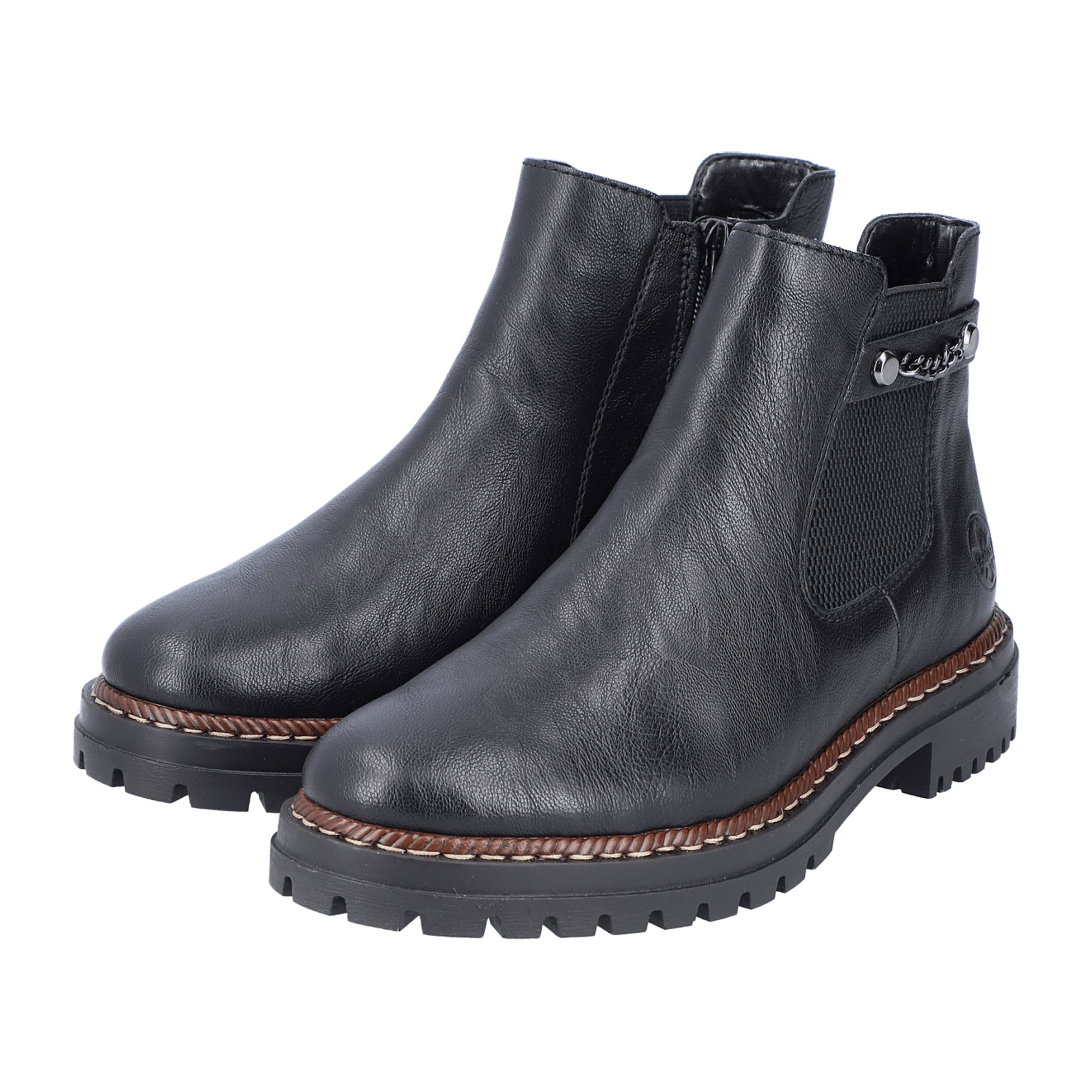 Rieker HWK Women's Black Boots Slip-On Synthetic Leather Winter Shoes