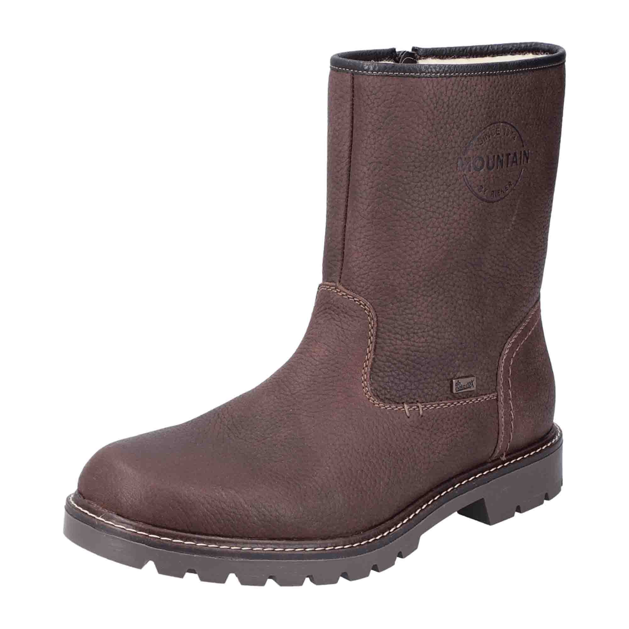 Rieker HWK Men's Brown Boots for Fall/Winter with Warm Lining and Zip Closure