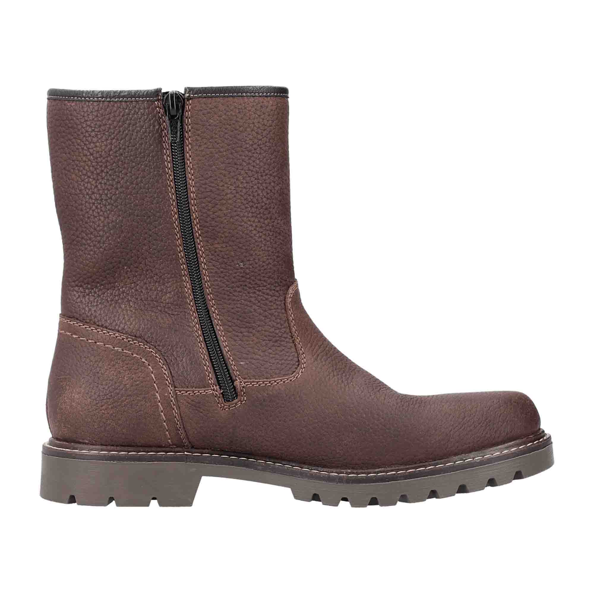 Rieker HWK Men's Brown Boots for Fall/Winter with Warm Lining and Zip Closure