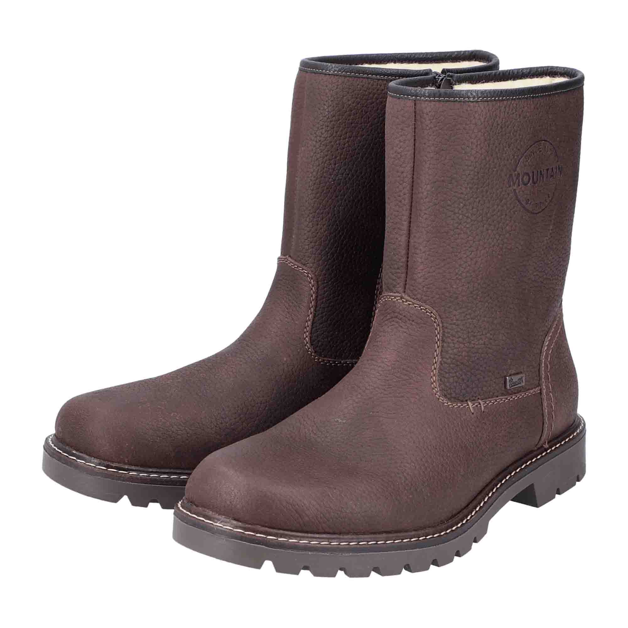Rieker HWK Men's Brown Boots for Fall/Winter with Warm Lining and Zip Closure