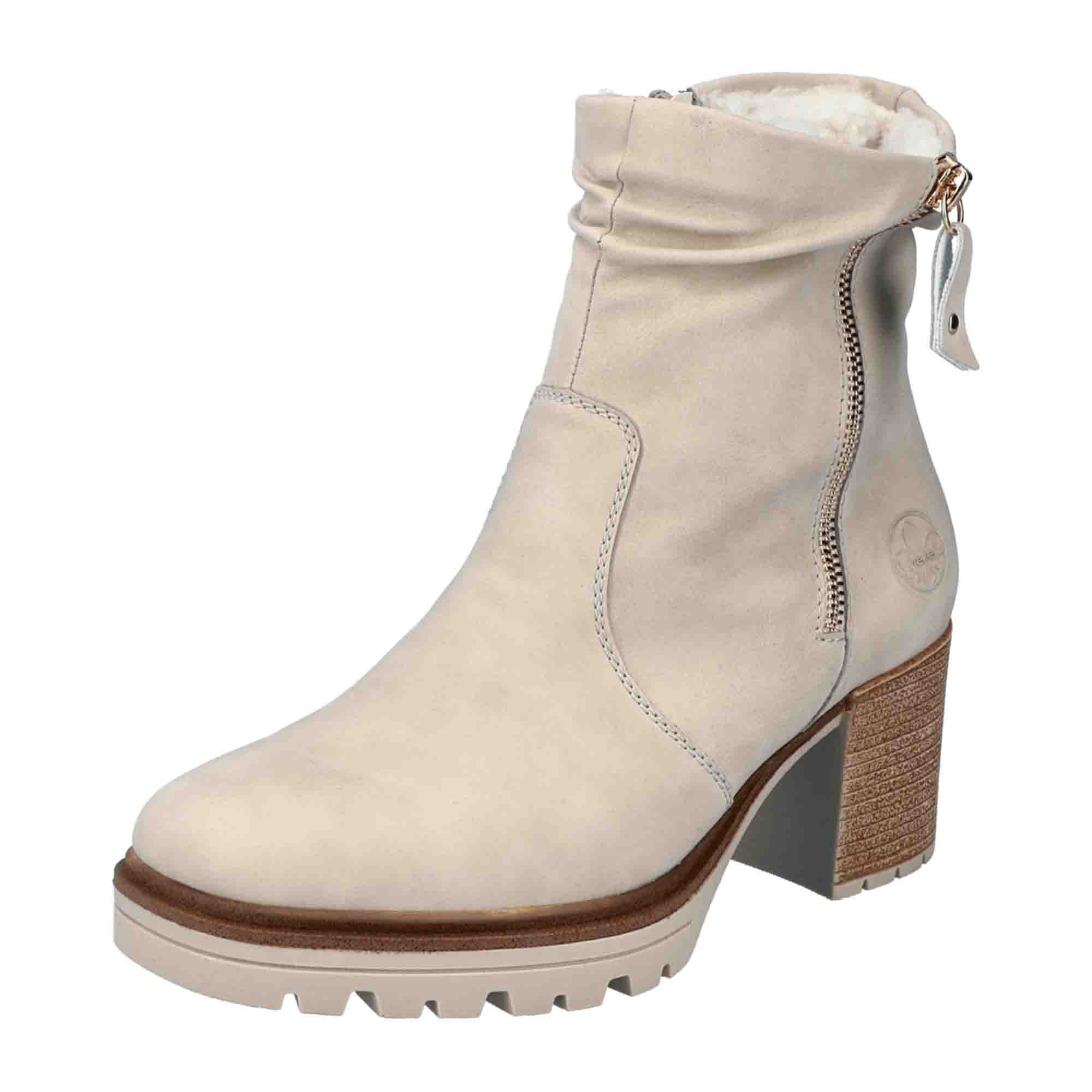 Rieker HWK Beige Women's Boots for Fall Winter with 6.5 cm Heel