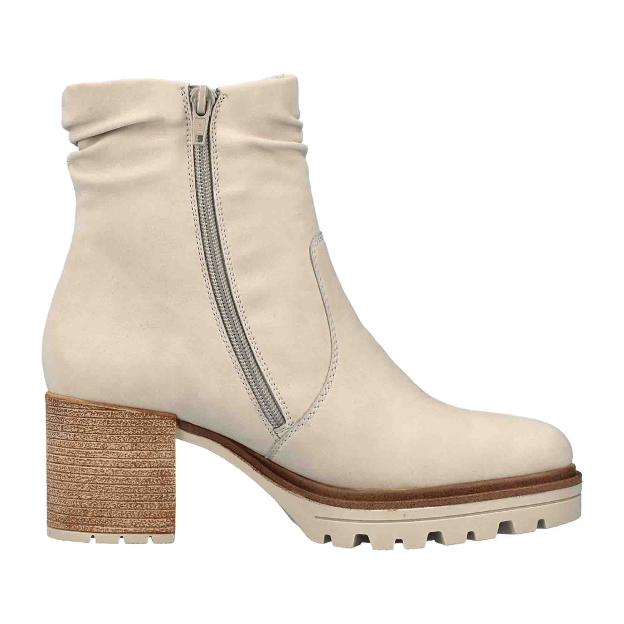 Rieker HWK Beige Women's Boots for Fall Winter with 6.5 cm Heel